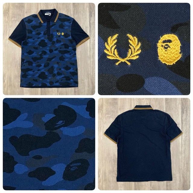 Bape × Fred Perry BAPE × FRED PERRY Polo Shirt blue camo a bathing ape Size US M / EU 48-50 / 2 - 1 Thumbnail