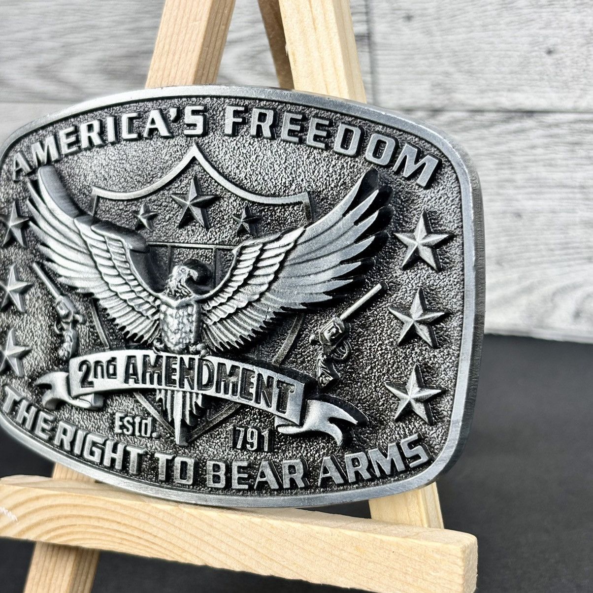 Other America Second Amendment 2A, 2nd, Freedom, Guns ASilver Tone Size ONE SIZE - 3 Thumbnail
