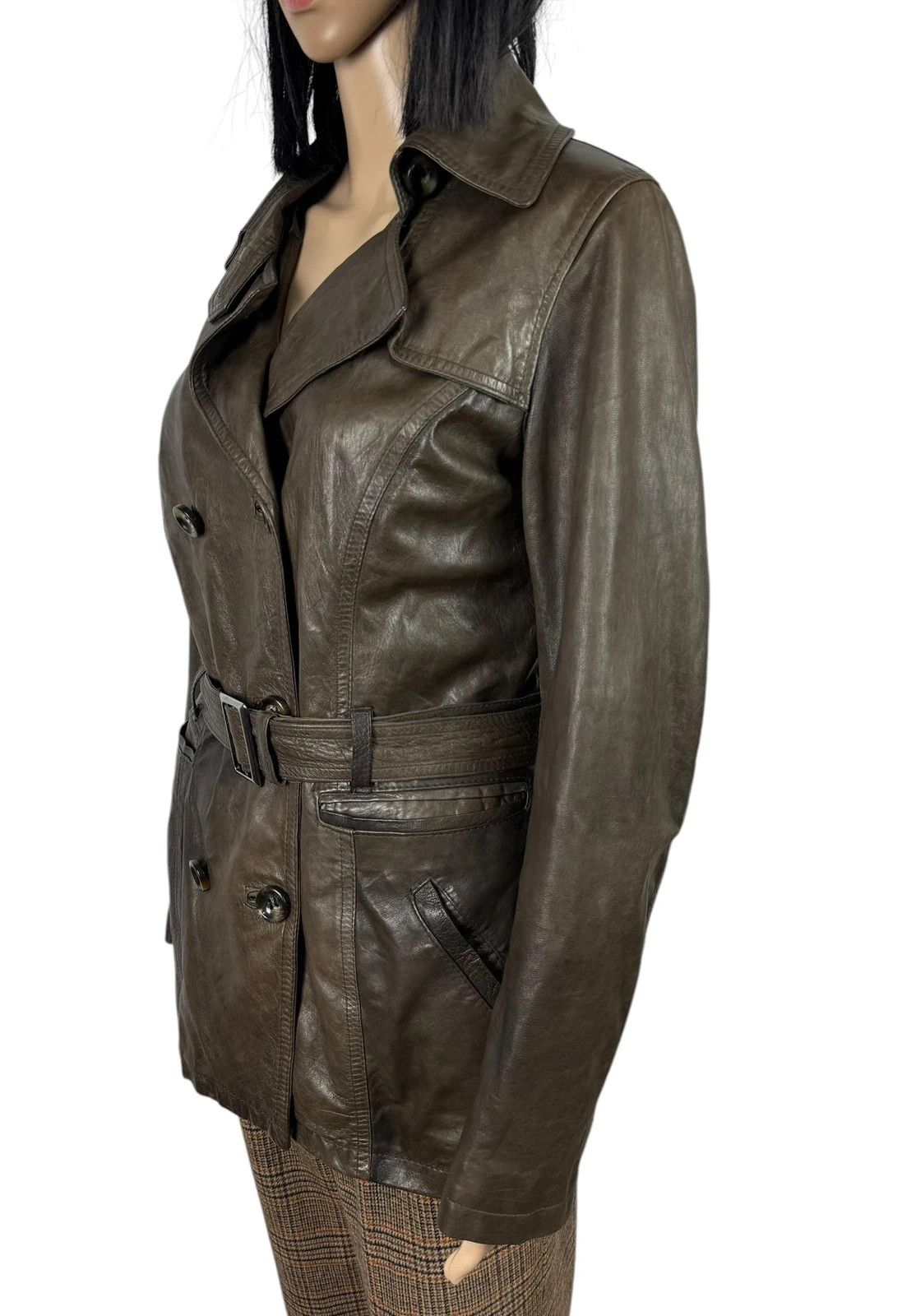 Other Leonardo Vintage Leather Coat Belted size L Size L / US 10 / IT 46 - 4 Thumbnail