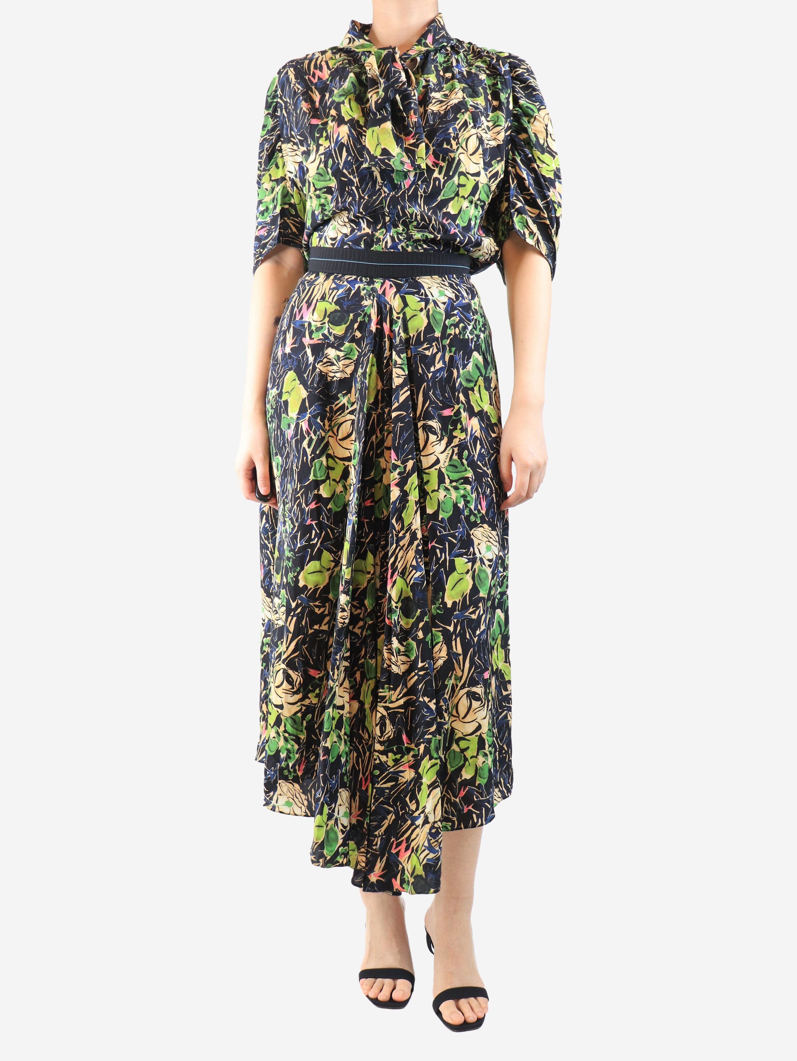 Prada Black Marocaine rose blouse and skirt set - UK 8 Size 27" / US 4 / IT 40 - 1 Thumbnail