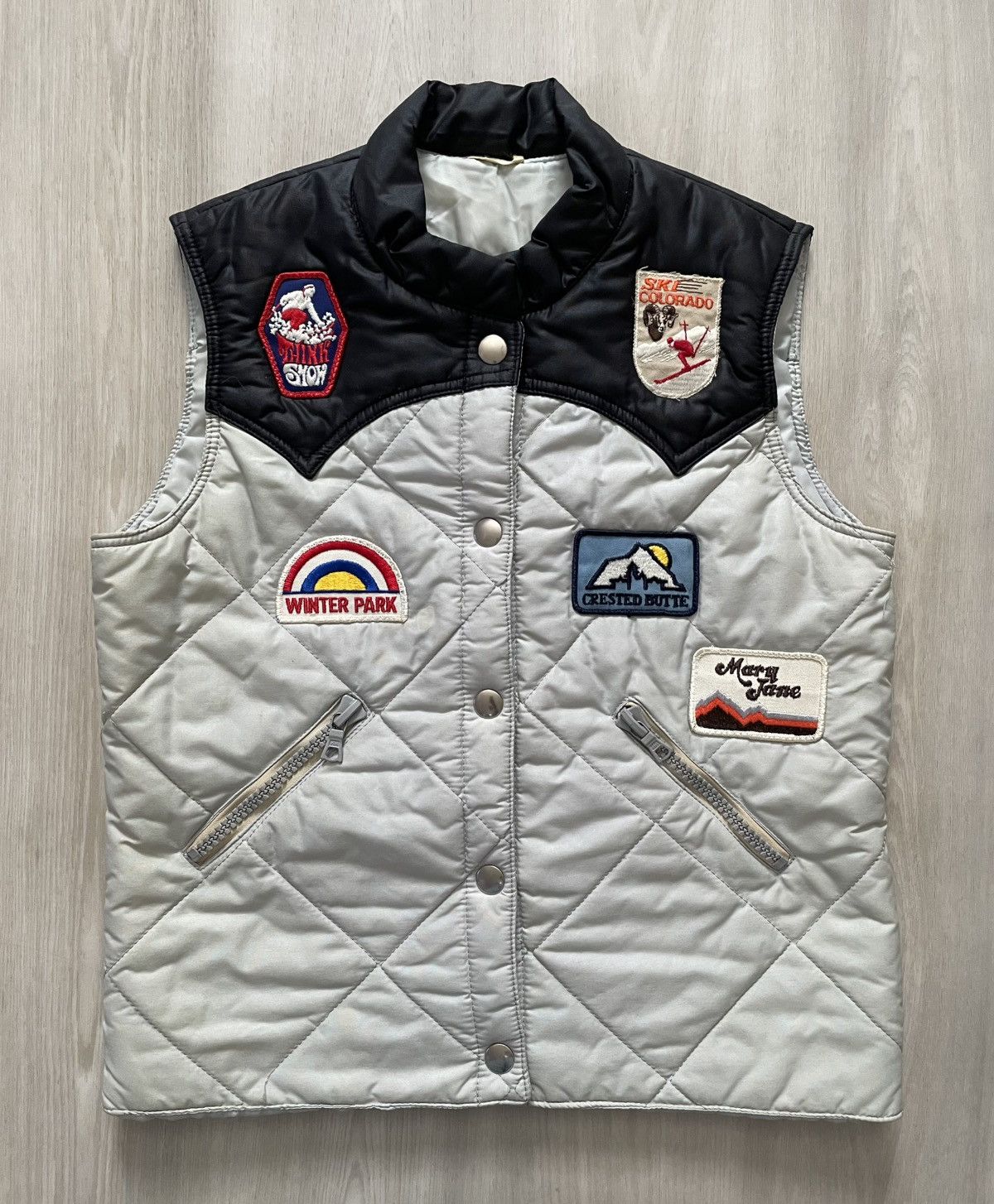 Vintage Vintage 80s Henri Charles Colsenet Ski Vest W 16 Patches MD Size M / US 6-8 / IT 42-44 - 2 Thumbnail