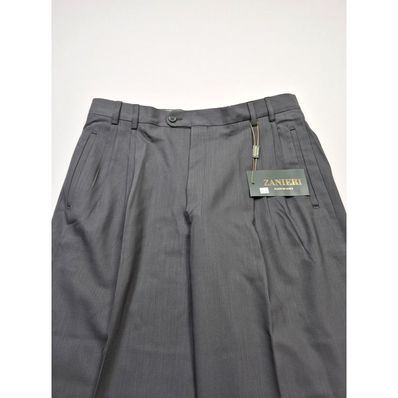 Vintage Zanieri Dress Pants Mens 38x37 Gray Wool Pleated Unhemmed Made Italy NWT Size US 38 / EU 54 - 2 Thumbnail