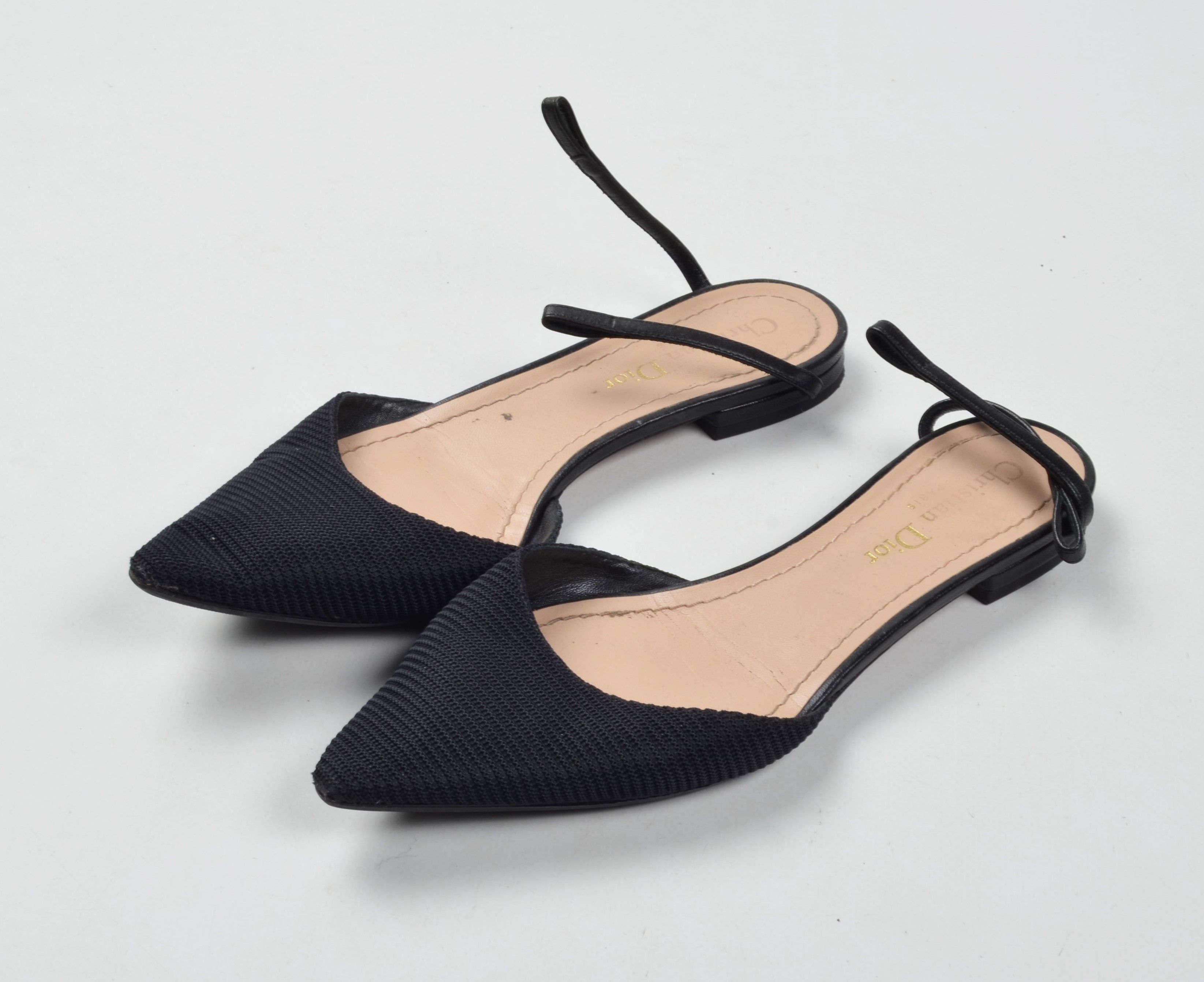 Dior Dior Black Canvas J'Adior Pointed Toe Flats Sandals Size US 6.5 / IT 36.5 - 1 Thumbnail