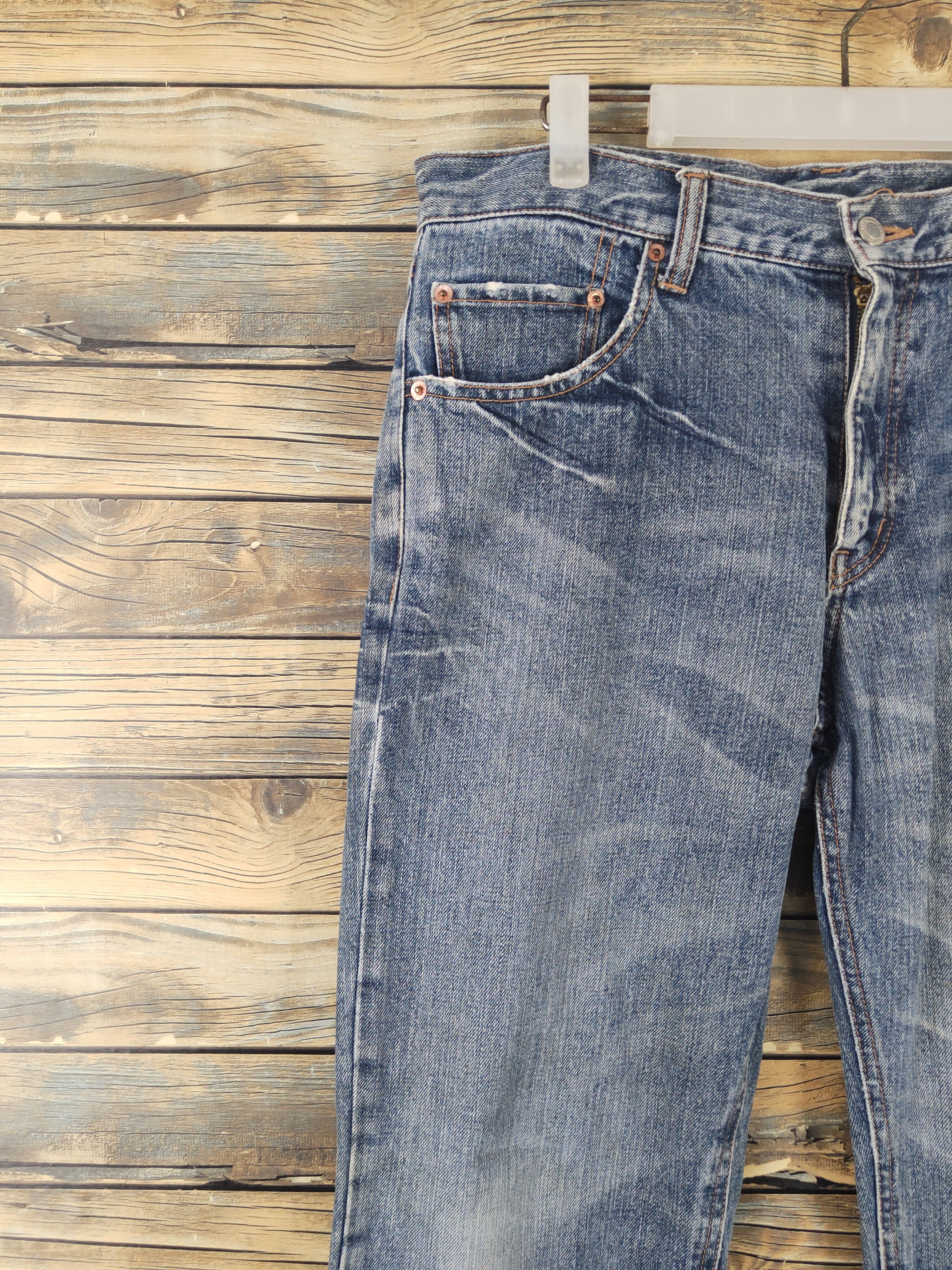 Japanese Brand Famock Blue Distressed Ripped denim Jeans #W1727 Size US 33 - 3 Thumbnail