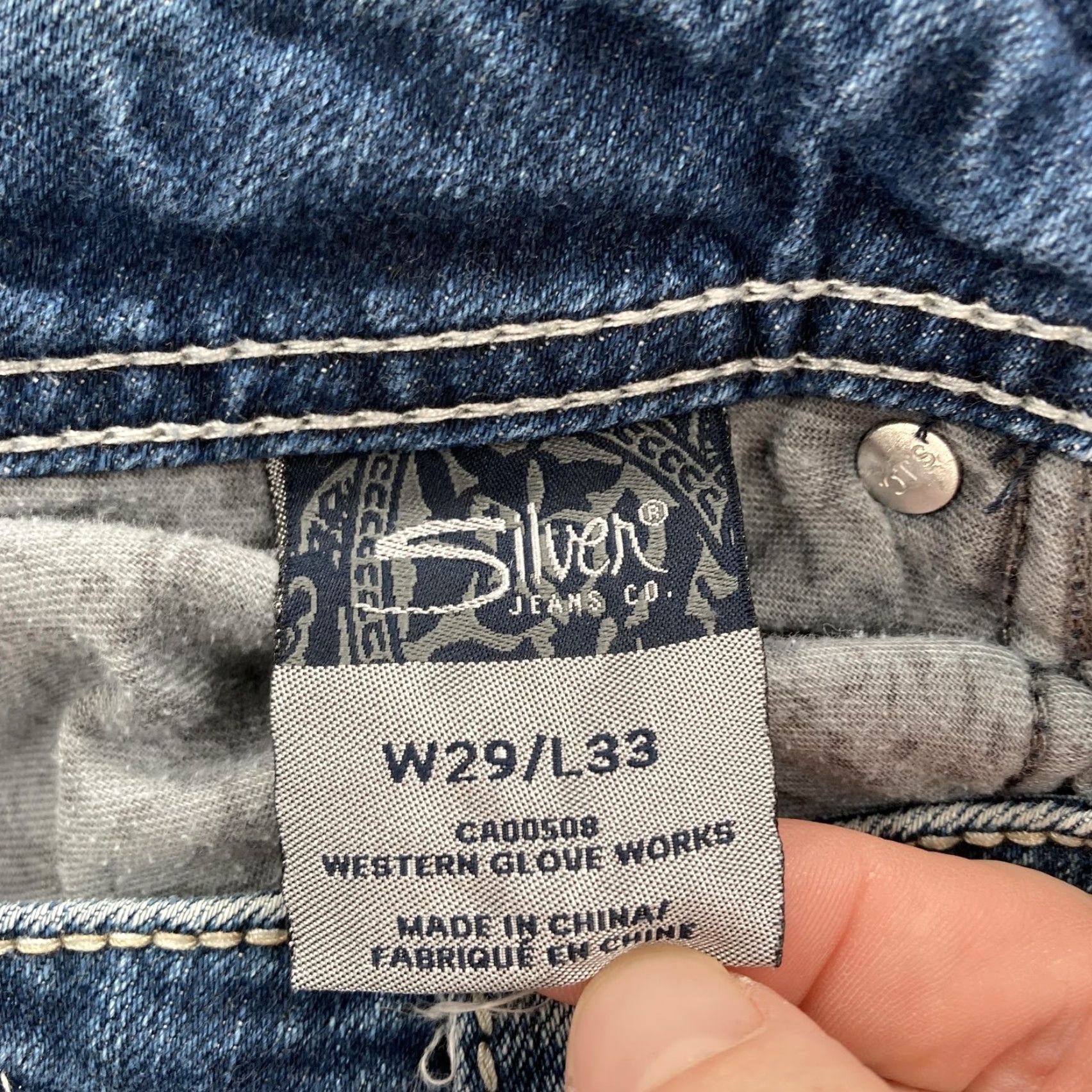 Silver Jeans Co. VINTAGE Silver Jeans Suki Bootcut Womens 29x33 Blue Curvy Fit Contrast Stitch Grunge Y2K Size 29" - 6 Thumbnail