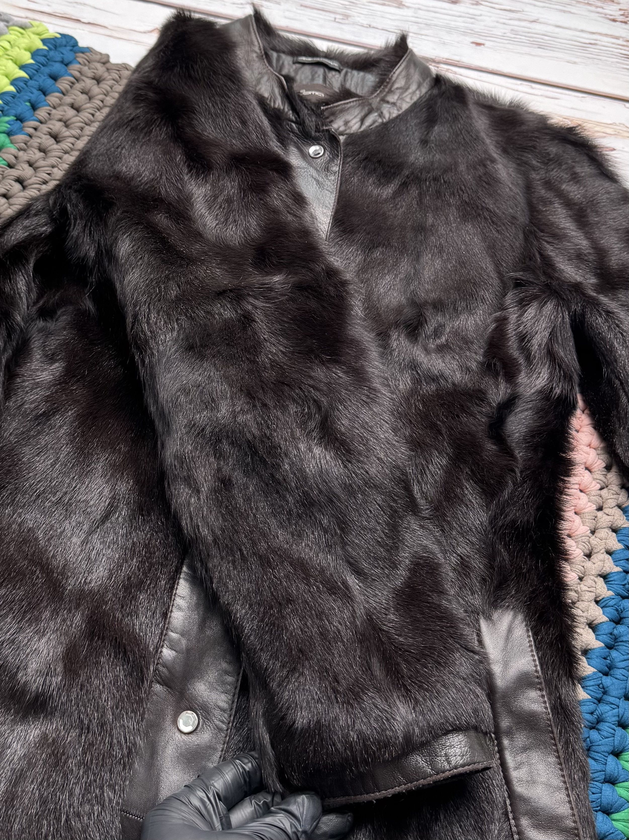 Vintage Women Vintage Real Fur Coat Dark Brown Leather Long Jacket Size S / US 4 / IT 40 - 9 Thumbnail