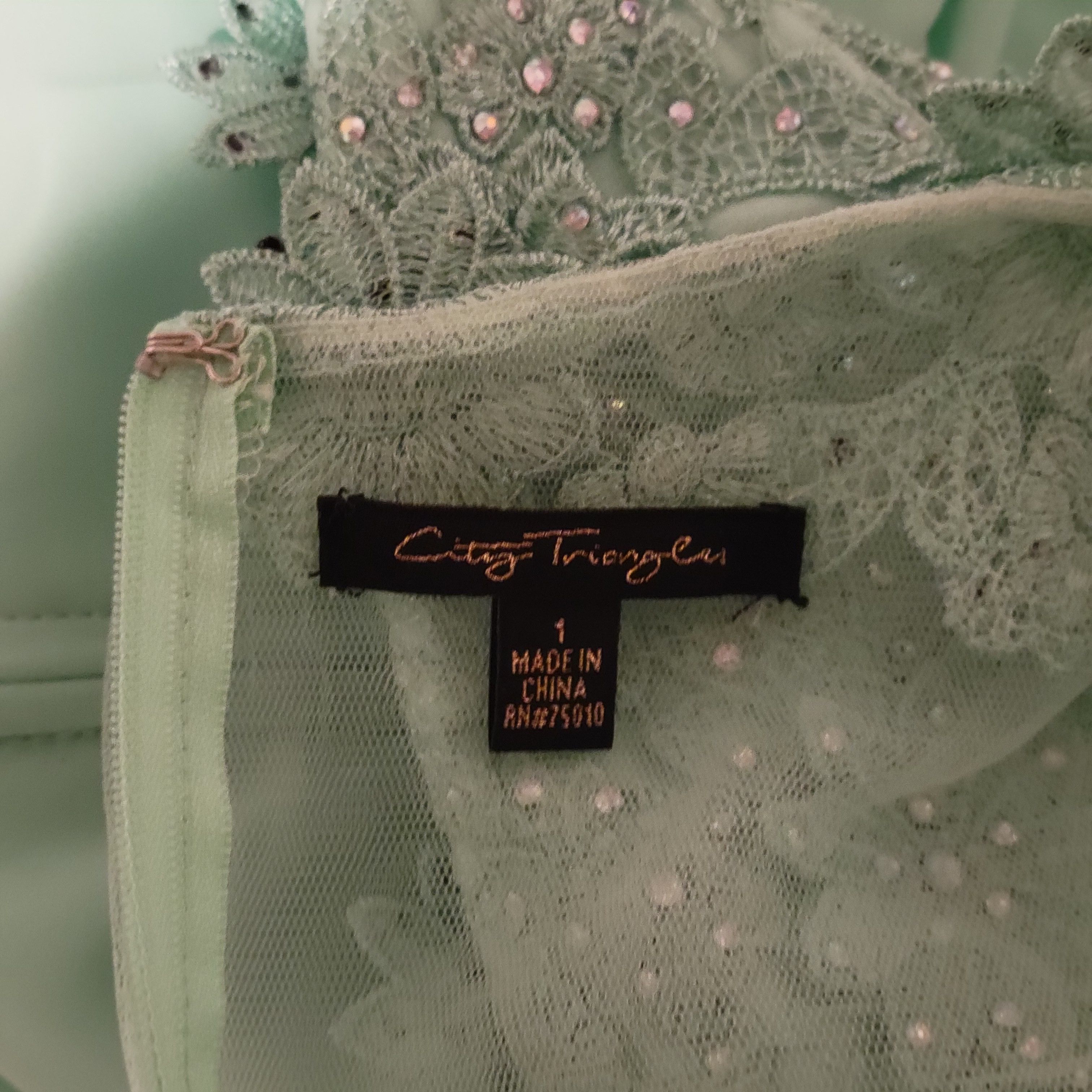 Triangl City Triangles Green Rhinestones Sweetheart Long Prom Gown Size XS / US 0-2 / IT 36-38 - 10 Thumbnail
