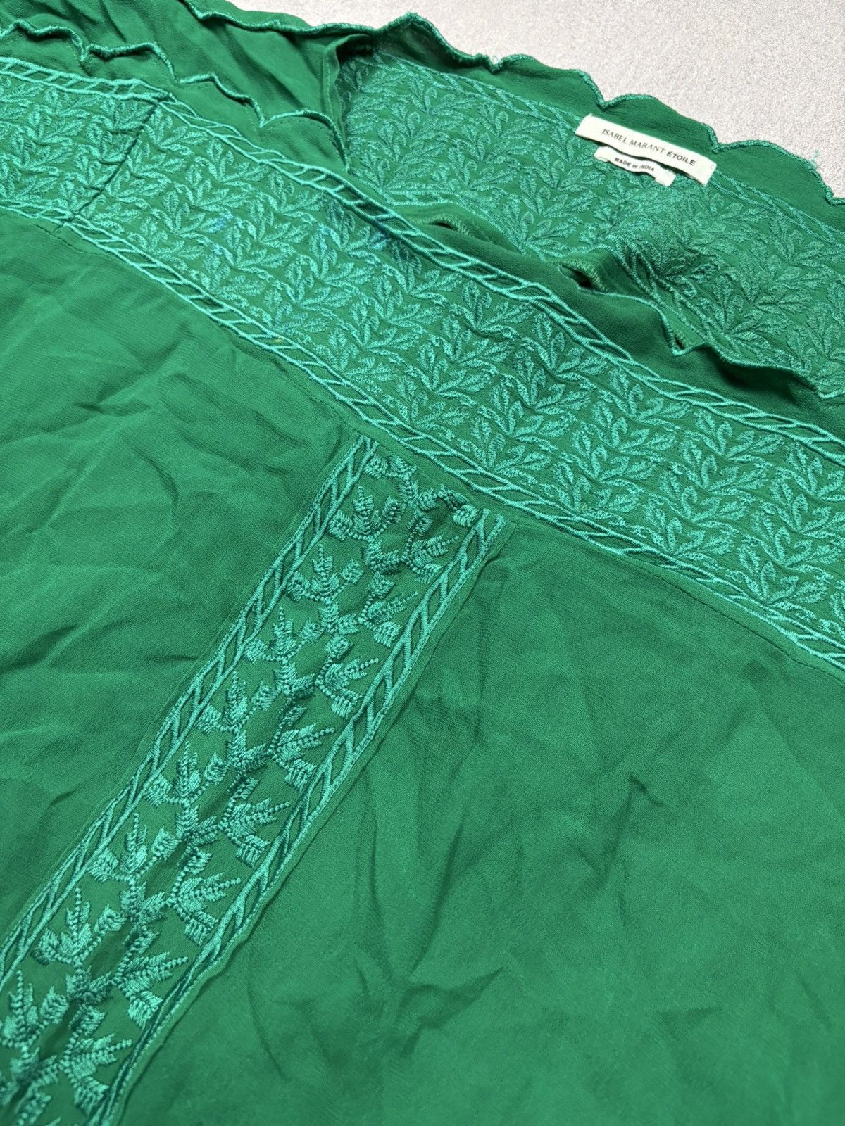 Isabel Marant Etoile Isabel Marant Étoile Green Embroidered Scallop Top Rare 48 Size XS / US 0-2 / IT 36-38 - 7 Thumbnail