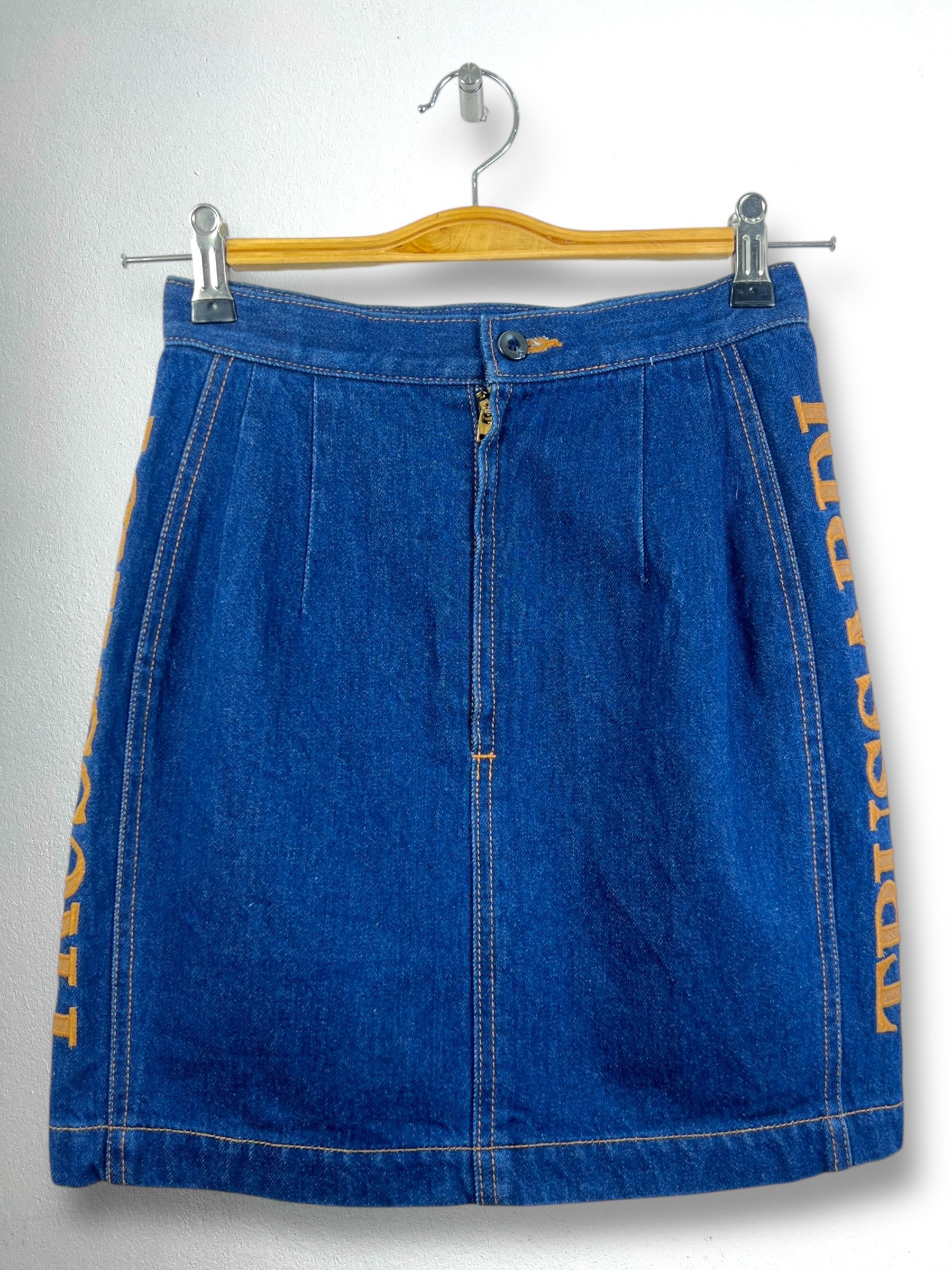 Trussardi Vintage Trussardi Side Embroidery Mini Denim Skirt GTMP231 Size 24" / US 00 / IT 34 - 1 Thumbnail