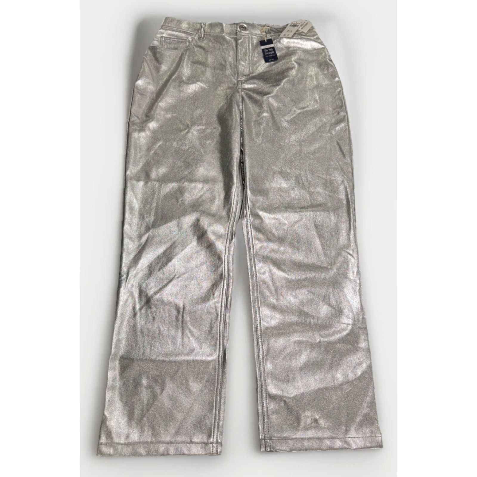 Abercrombie & Fitch VINTAGE Abercrombie & Fitch Metallic Silver Curve Love Ultra High Rise 90s Straight Jeans Women Size 24" / US 00 / IT 34 - 3 Thumbnail
