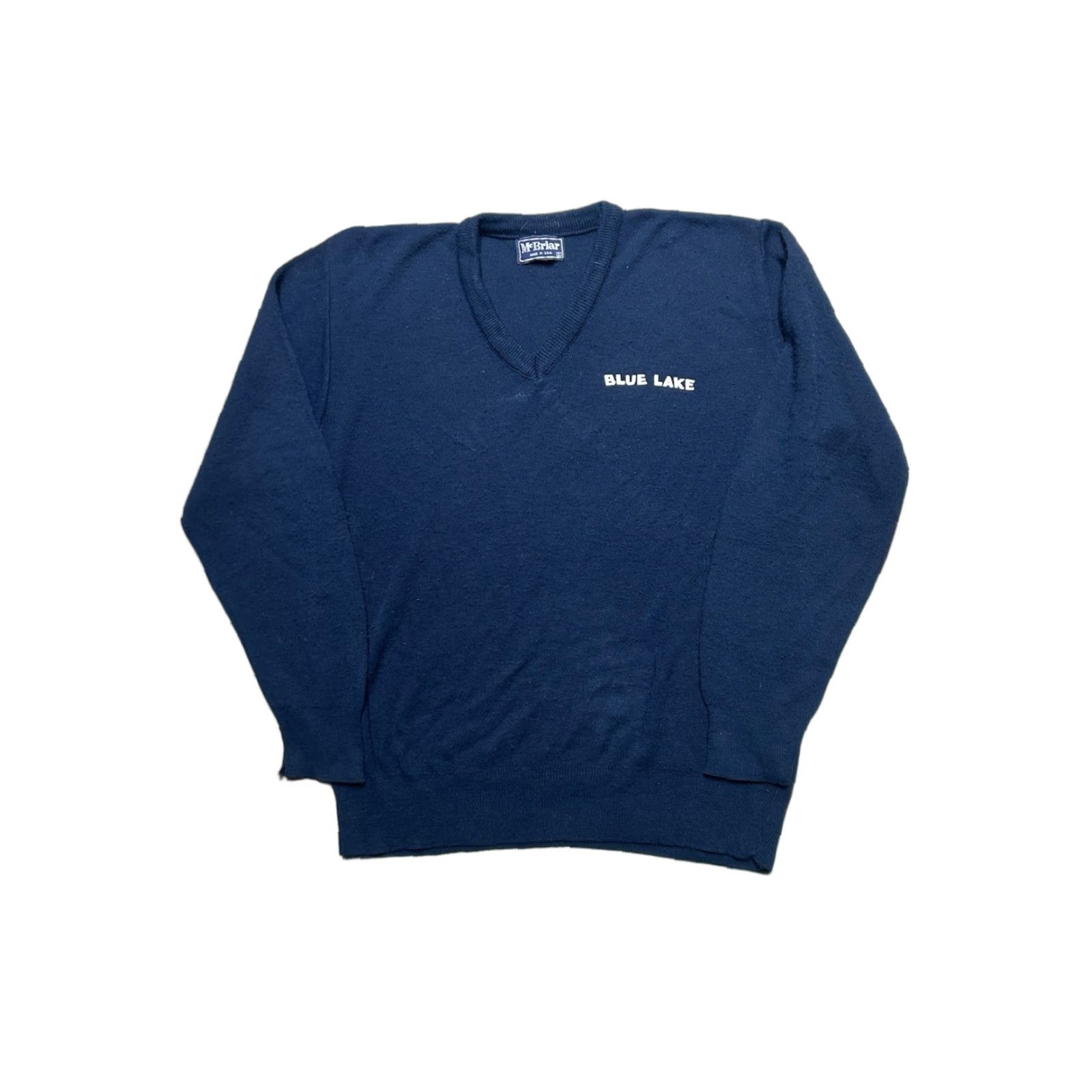 Vintage VINTAGE Mcbriar Sweater Pullover V-Neck Men’s Small Blue Navy Acrylic Lake Michigan Size US S / EU 44-46 / 1 - 1 Thumbnail