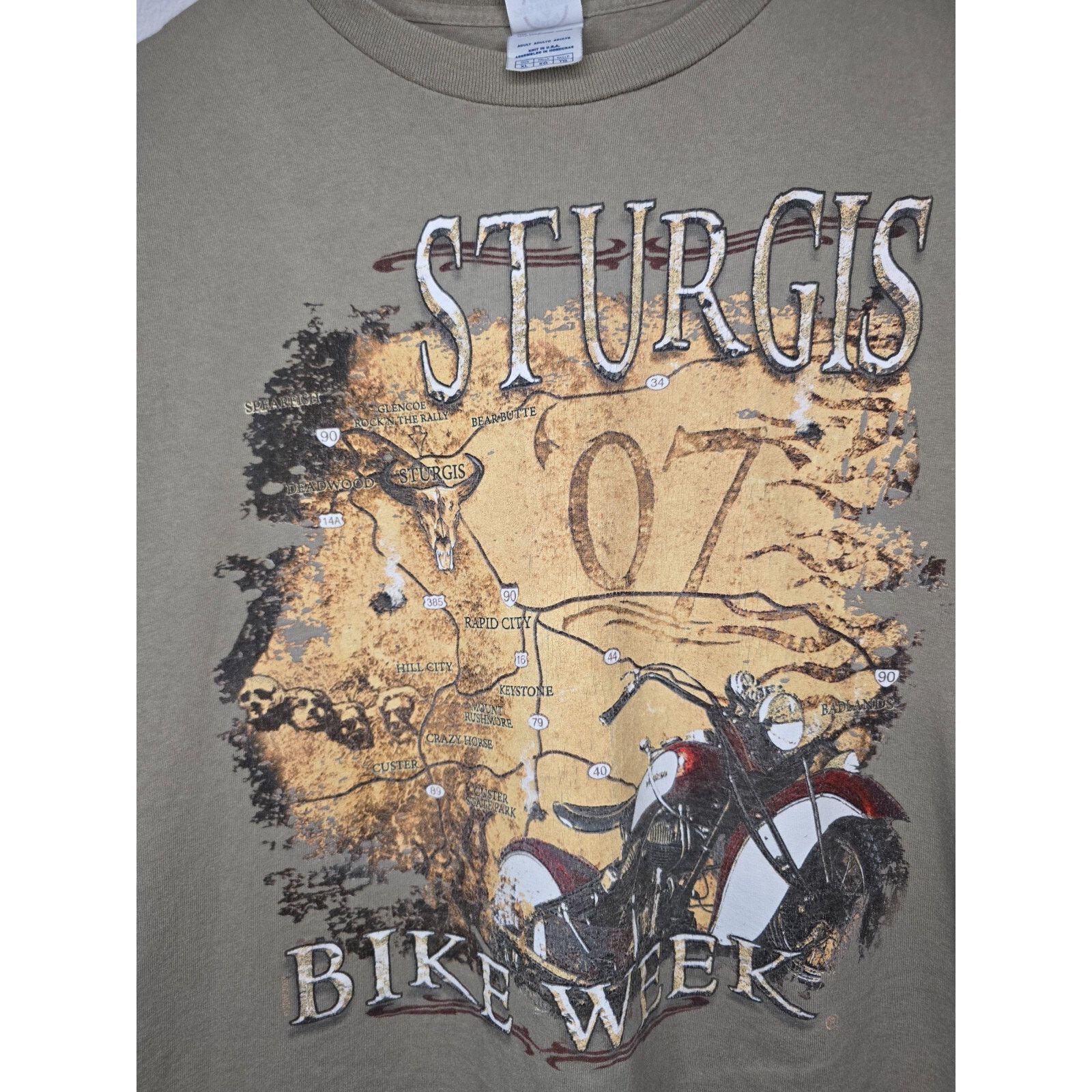 Delta Sturgis 2007 Shirt Bike Week Brown Motorcycle Tee XL Size US L / EU 52-54 / 3 - 3 Thumbnail