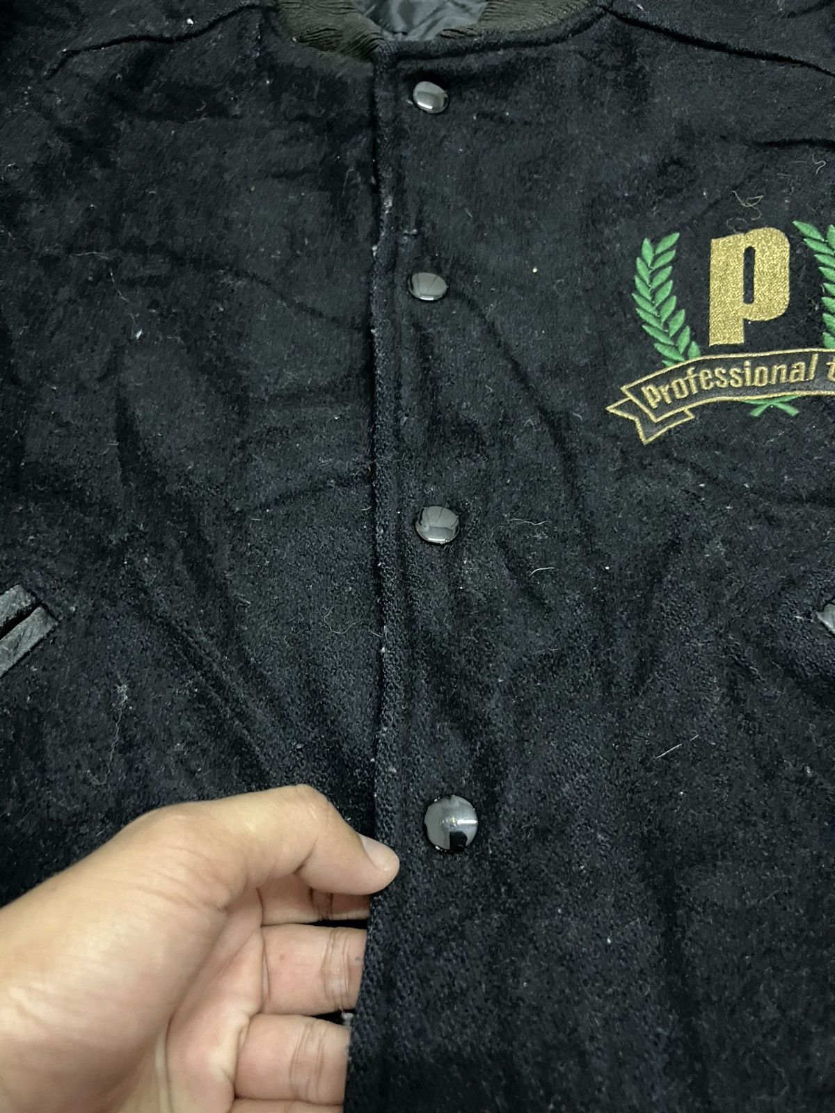 Prince 💥Vintage PRINCE Team Golden Logo Varsity Leather Jackets Size US L / EU 52-54 / 3 - 6 Thumbnail
