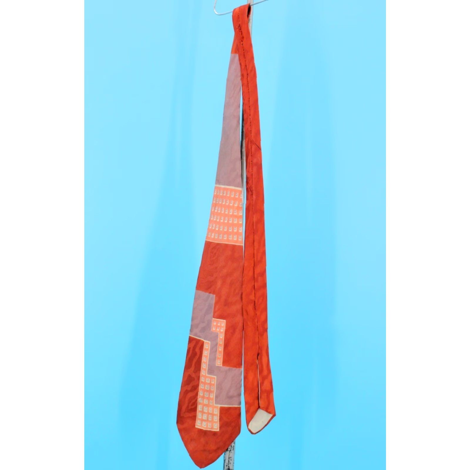 Vintage VTG 1940s Orange & Purple Geometric Necktie Tie Men's 40s Tie Size ONE SIZE - 4 Thumbnail