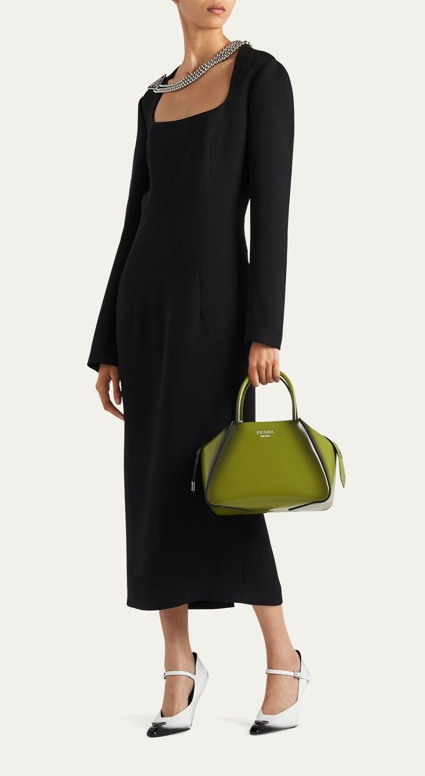 Prada $6K VALUE💥RUNWAY💥Cady Dress with detachable logo necklace Size XS / US 0-2 / IT 36-38 - 2 Thumbnail