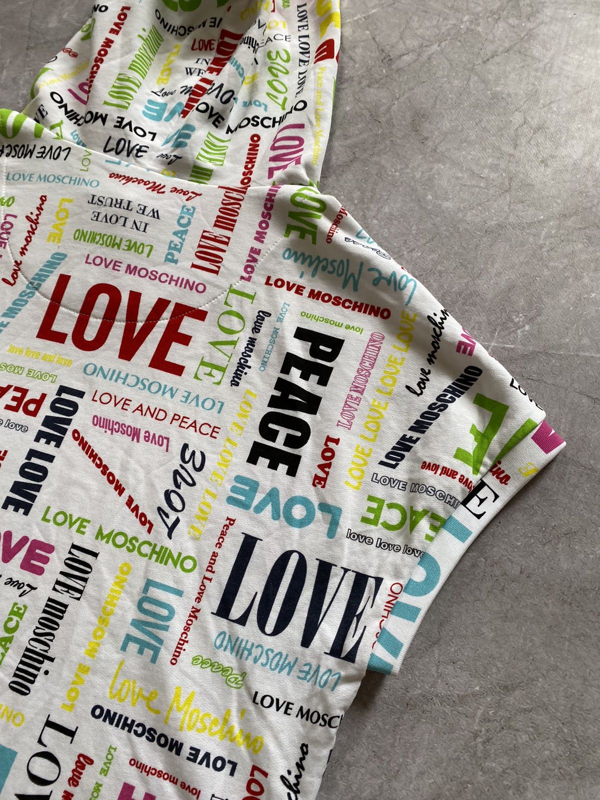 Love Moschino × Moschino Rare Love Moschino “Love and Peace” Multi Logo White Hoodie Size M / US 6-8 / IT 42-44 - 20 Thumbnail
