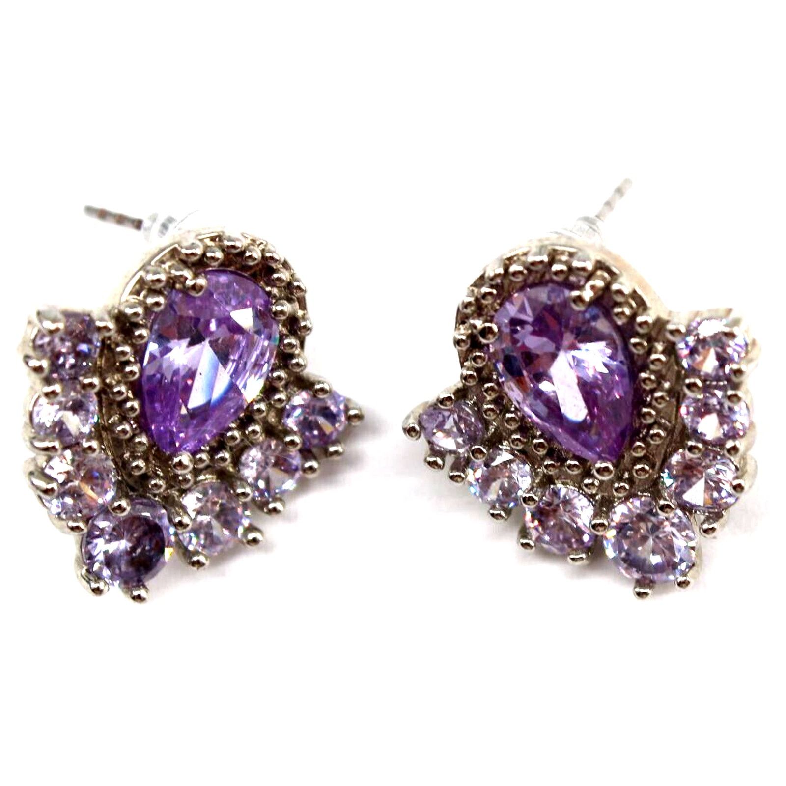 Other Lavender Rhinestone Earrings • Teardrop Round • Prong Set Size ONE SIZE - 1 Thumbnail