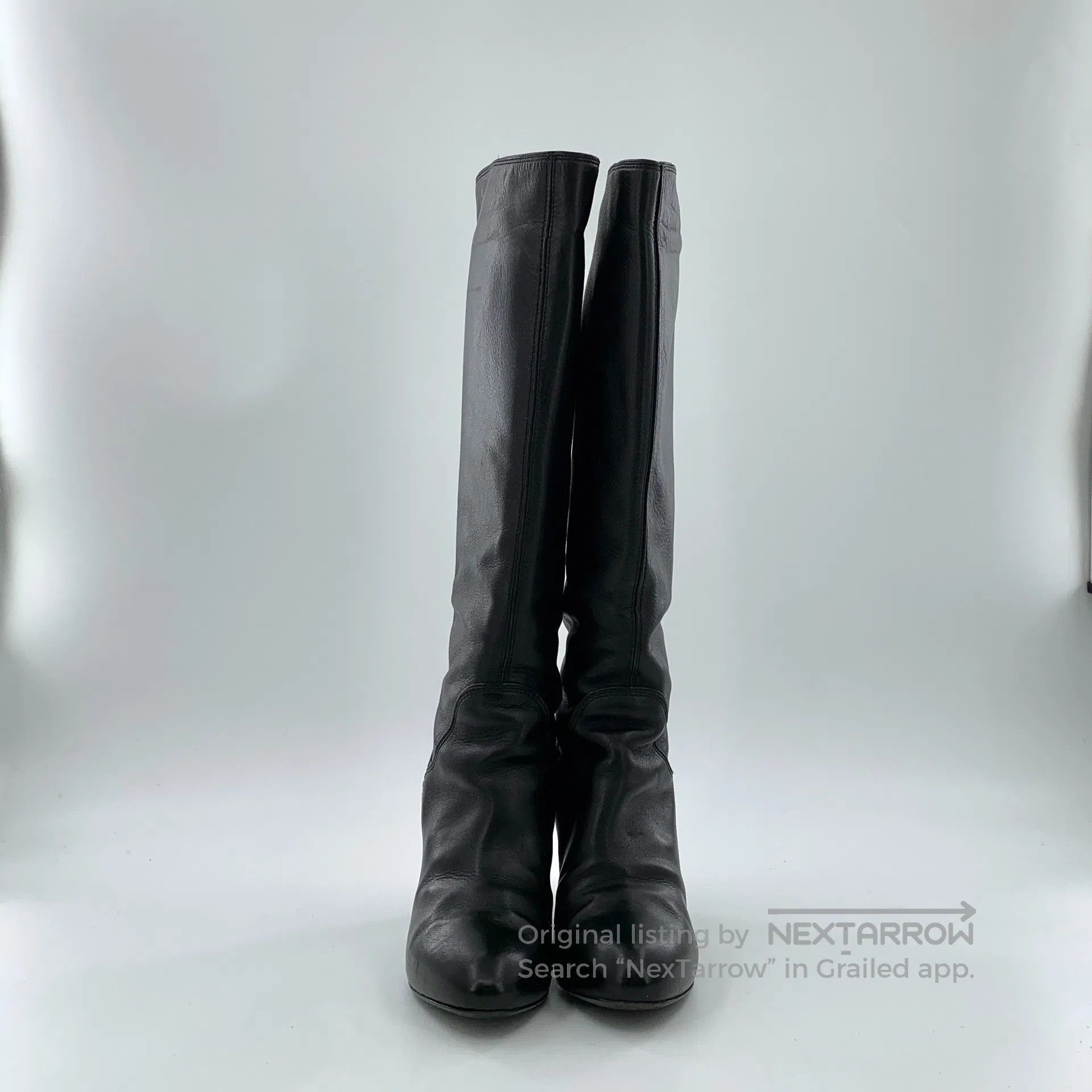Sergio Rossi Sergio Rossi Black round toe leather fine heel high boots| Size US 5.5 / IT 35.5 - 3 Thumbnail