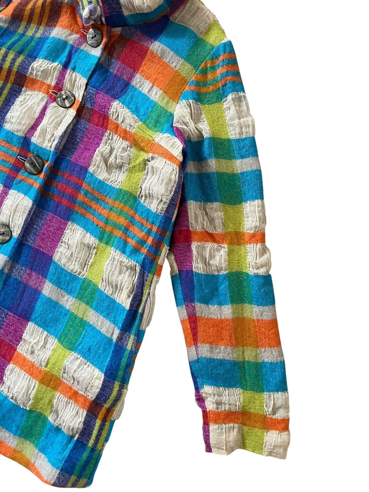 Issey Miyake M. & Kyoko Multicolor Plaid Wool Textured Coats Size M / US 6-8 / IT 42-44 - 5 Thumbnail