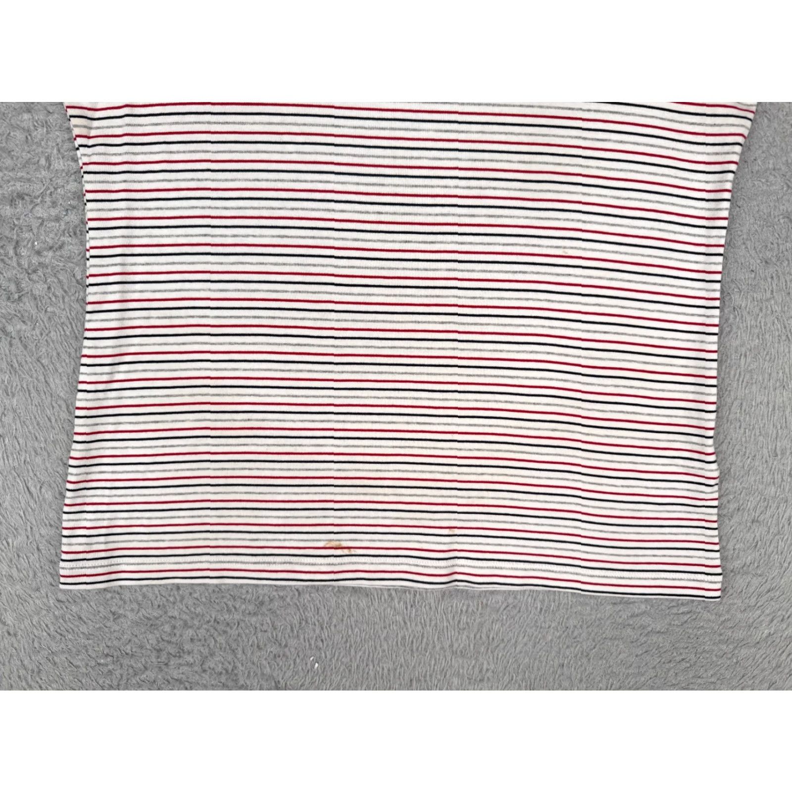 Tommy Hilfiger VINTAGE Tommy Hilfiger Shirt Women L Red Gray Stripe Crew Cotton Short Sleeve Logo, 90s, Designer, American, Casual Womens Size L / US 10 / IT 46 - 5 Thumbnail