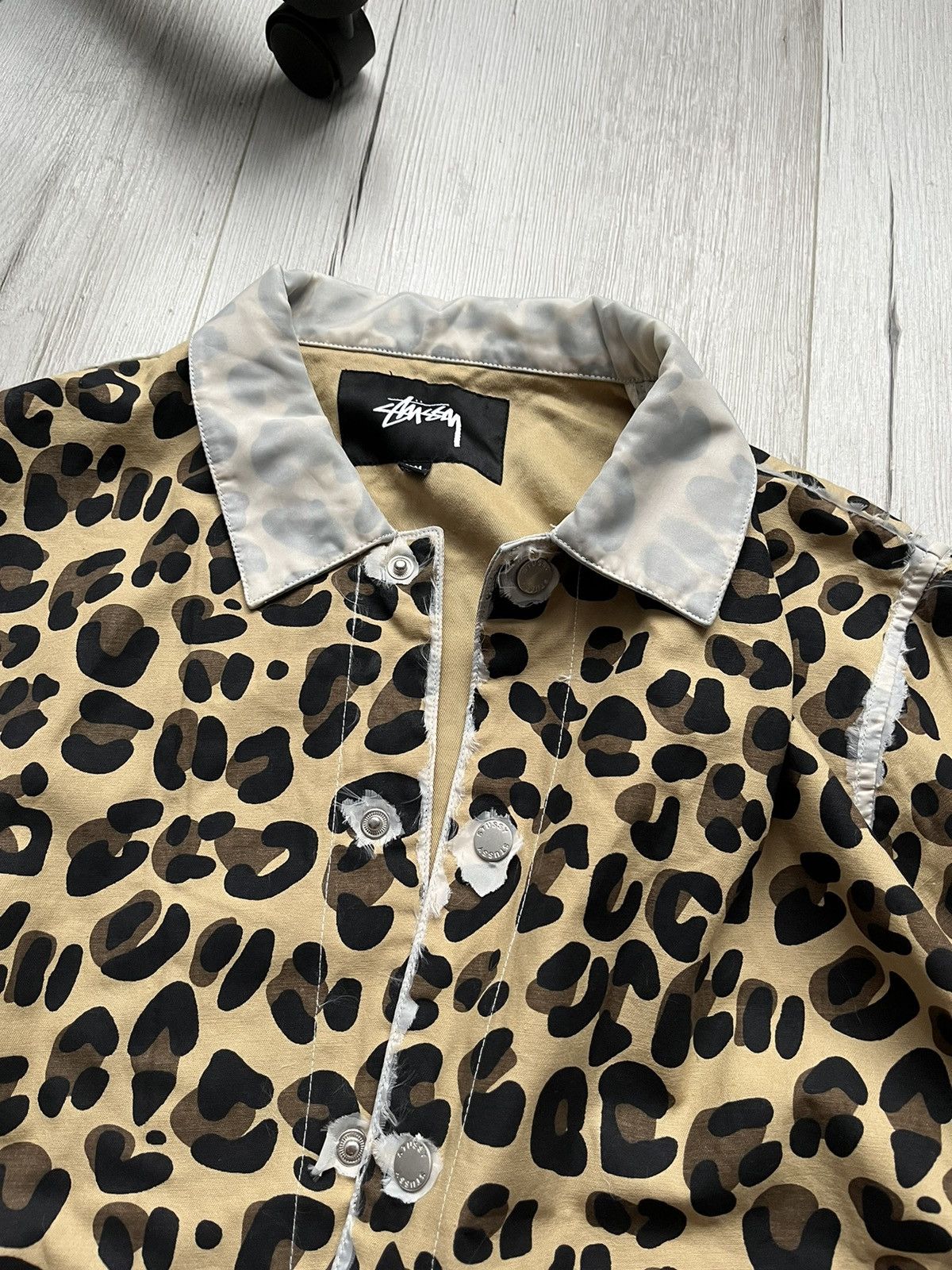 Stussy × Vintage Stussy Big Logo Rare Cheetah Leopard Camo Work Jacket Coach Size US M / EU 48-50 / 2 - 6 Thumbnail