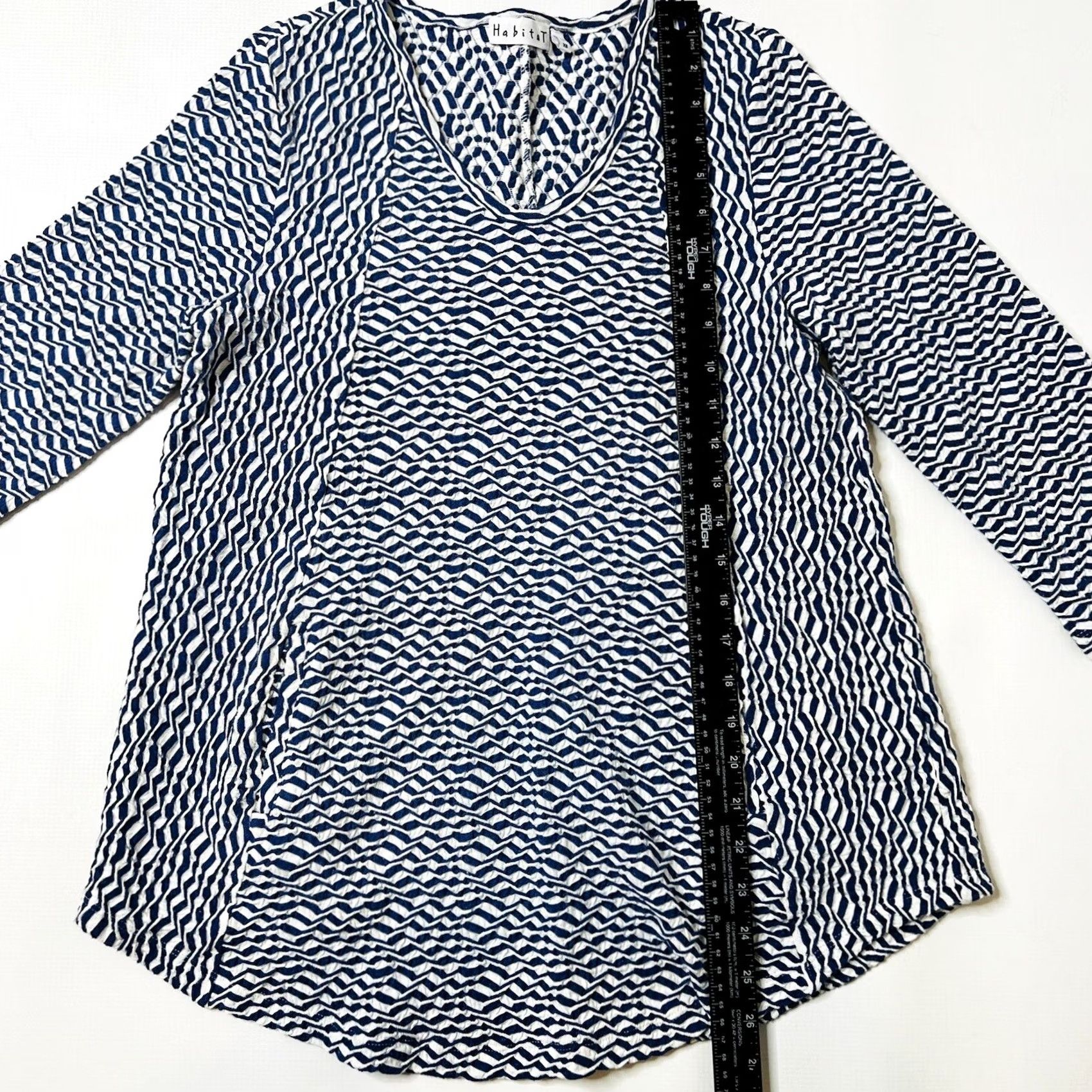 Habitat Habitat Wave Top Shirt Womens XS Blue White Abstract Print Half Sleeve Everyday Shirt Size XS / US 0-2 / IT 36-38 - 6 Thumbnail