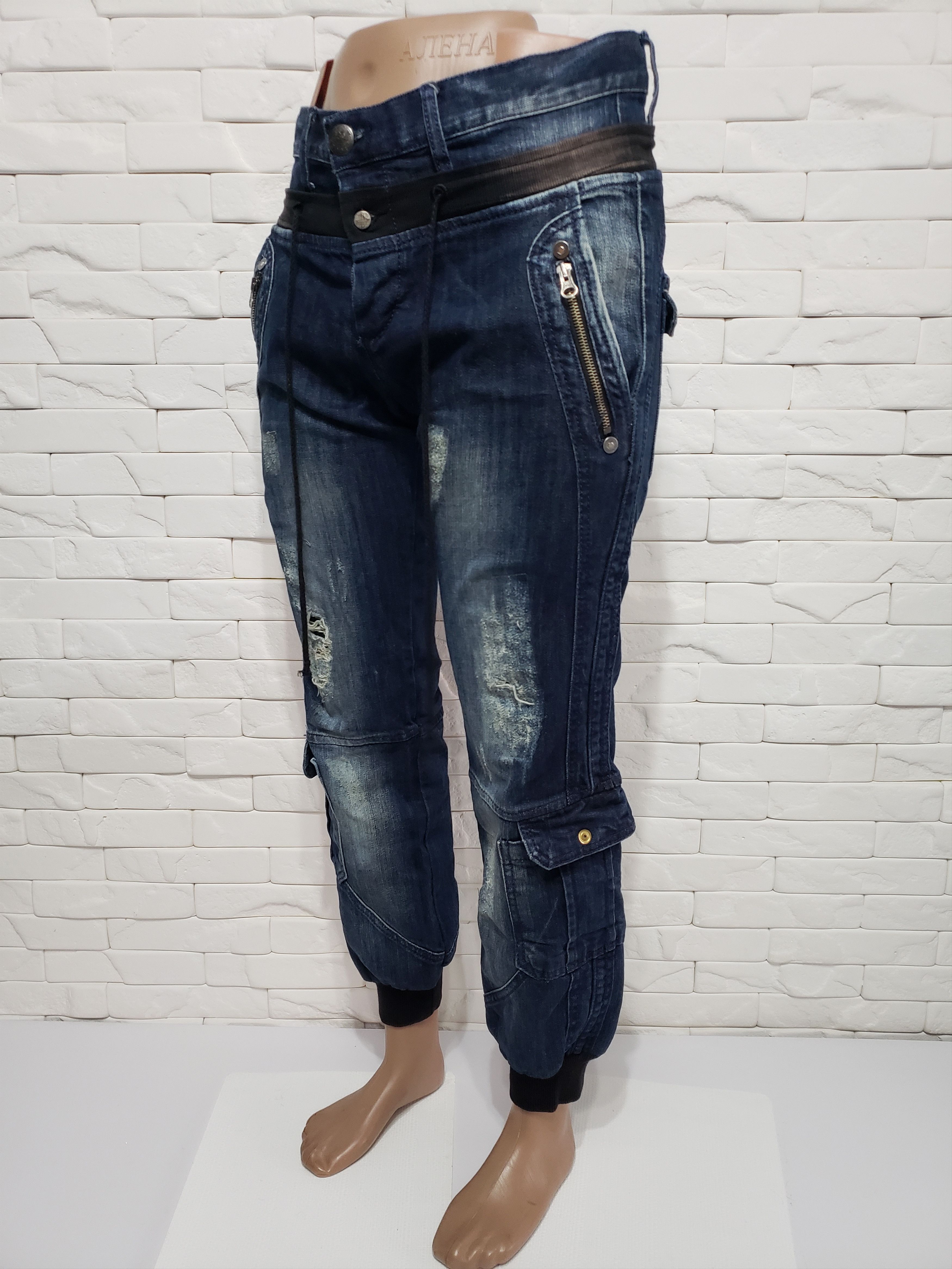 Uniqlo Men's denim pants in blue, decorated with metal elements. Size US 35 - 3 Thumbnail