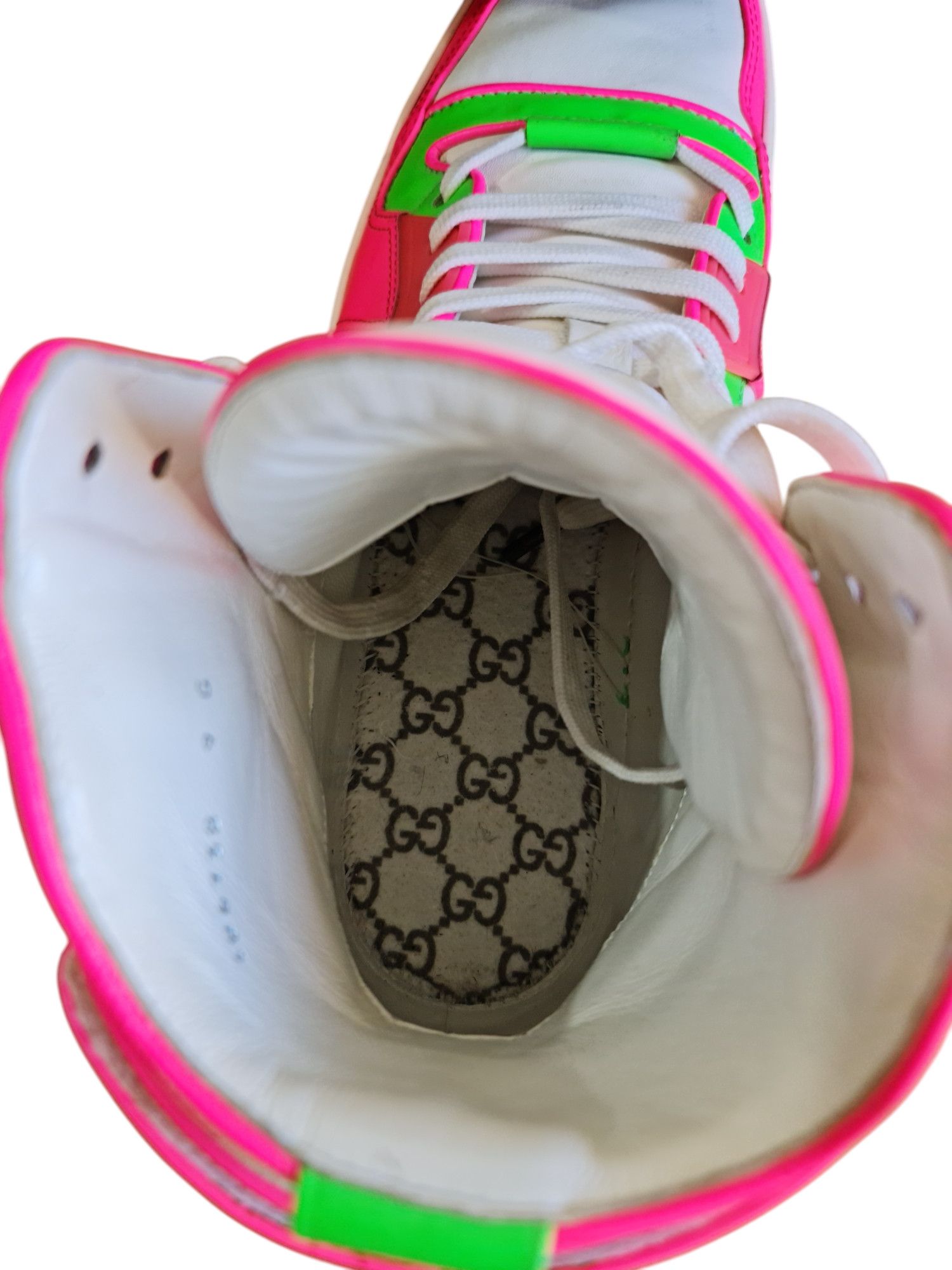 Gucci Gucci High-Top Leather Neon Sneakers Size 9G (US 10) Size US 10 / EU 43 - 11 Thumbnail