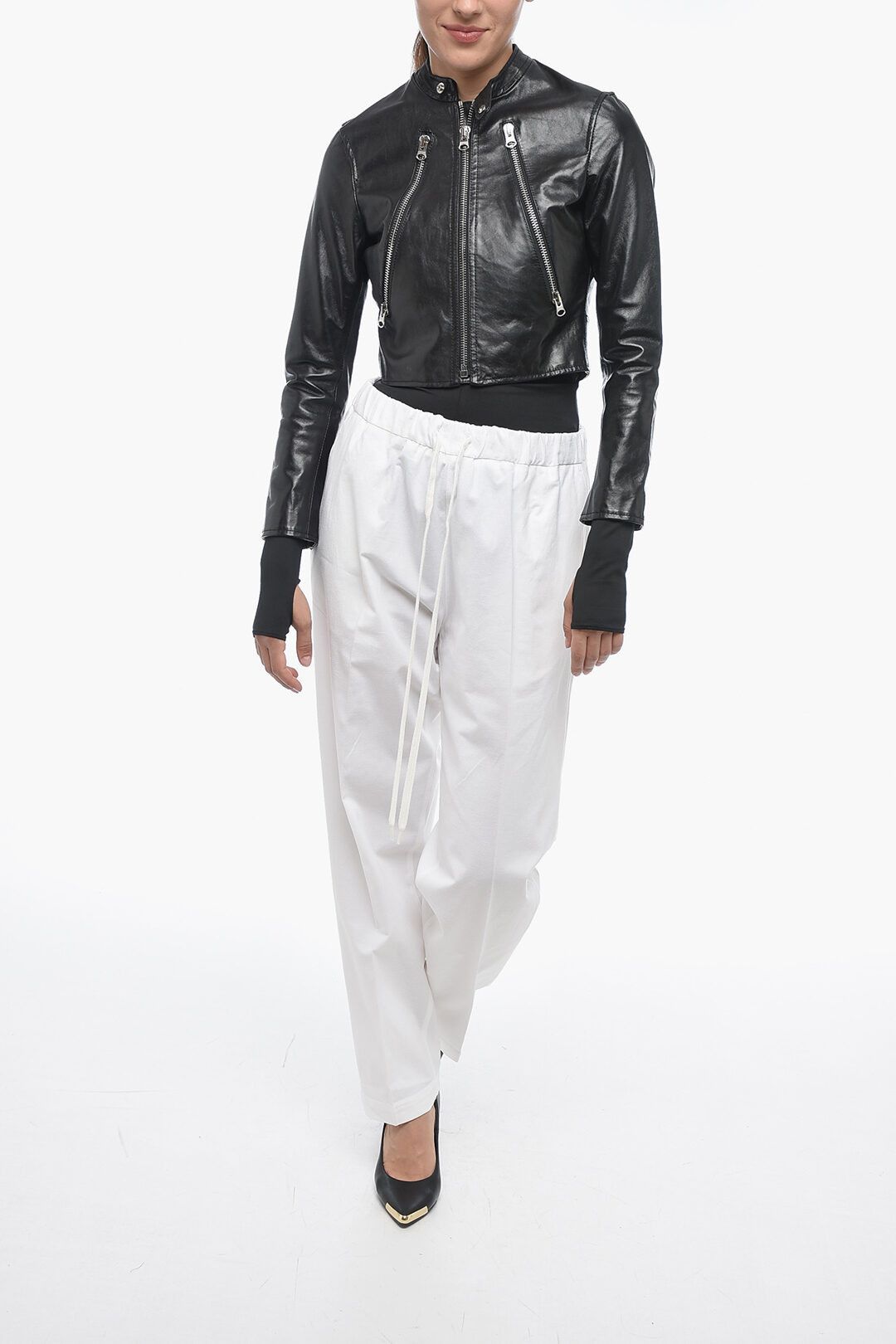 Maison Margiela og1mm1224 Leather Cropped Fit Jacket in Black Size S / US 4 / IT 40 - 4 Thumbnail