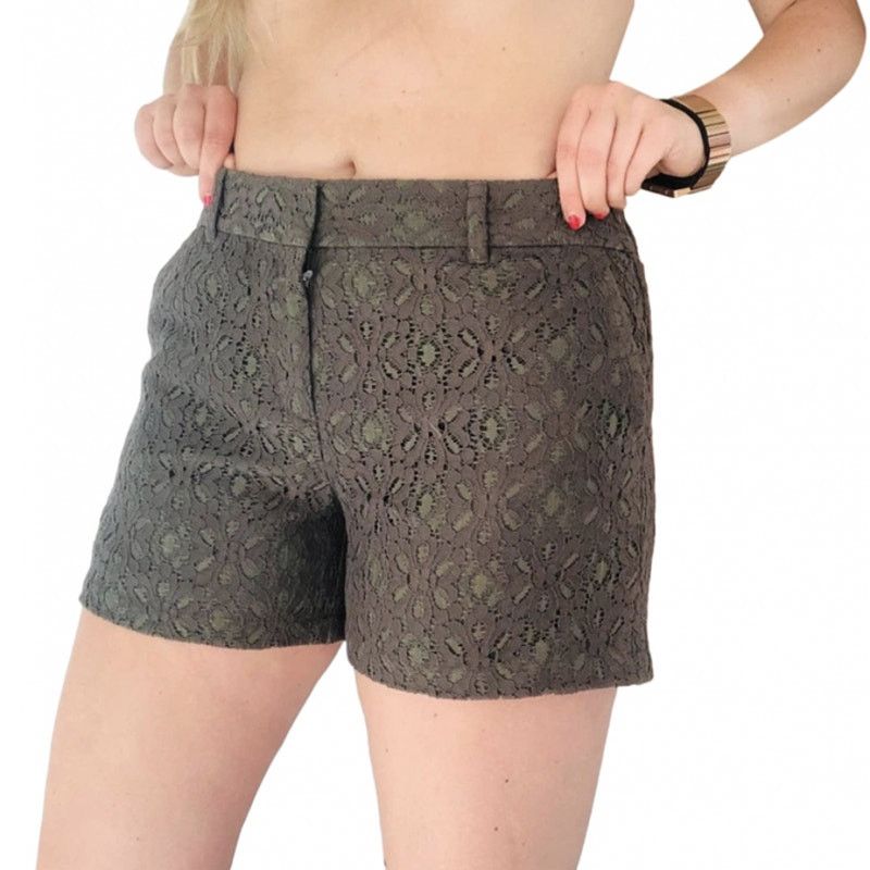 Loft NEW ANN TAYLOR LOFT Olive Green Lace Chino Tab Zip Shorts Size 28" / US 6 / IT 42 - 9 Thumbnail