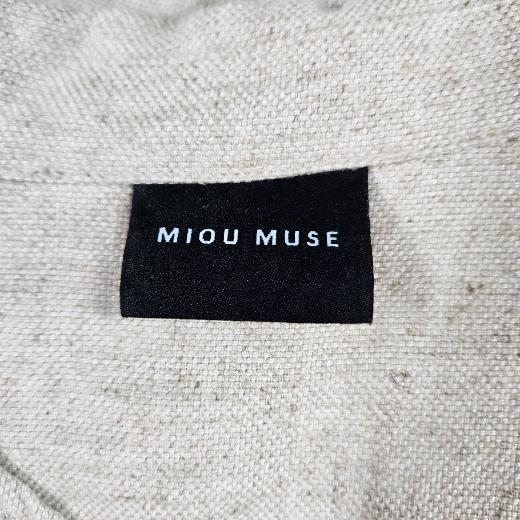 Vintage Miou Muse Womens Pop Off Linen Dress Sz Large Beige Short Sleeve Size 36" / US 14 / IT 50 - 5 Thumbnail