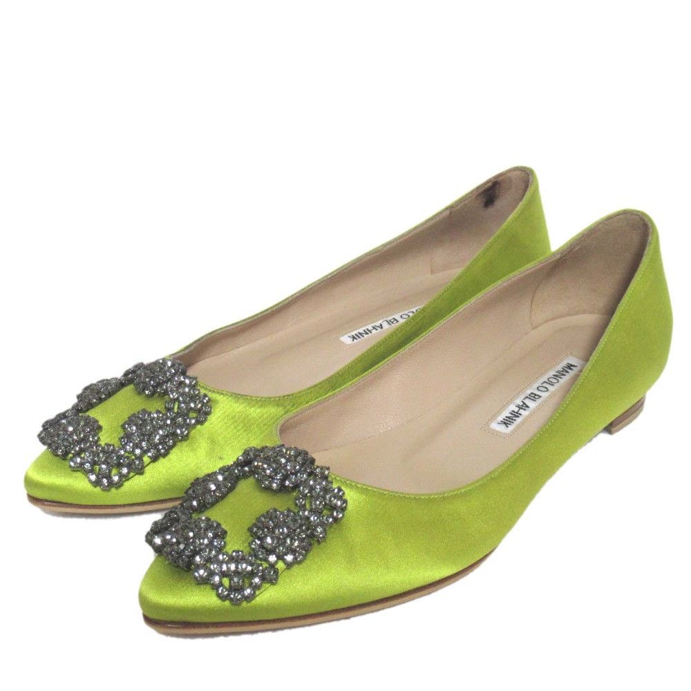 Manolo Blahnik Manolo Blahnik Manolo Blahnik Hangisi Satin Flat Shoes Textile Shoes DUTY FREE for USA Size ONE SIZE - 1 Thumbnail