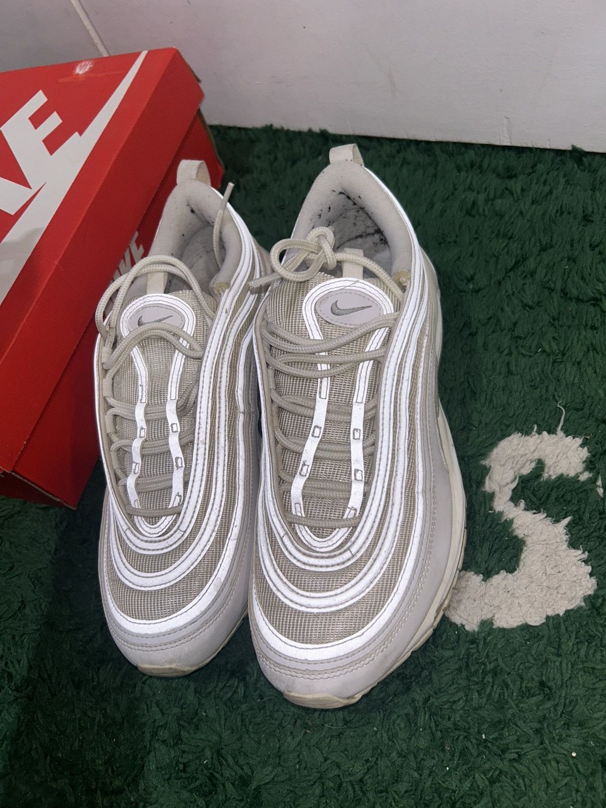 Nike Size 10.5 - Nike Air Max 97 Triple White Wolf Gray Preowned Size US 10.5 / EU 43-44 - 6 Thumbnail
