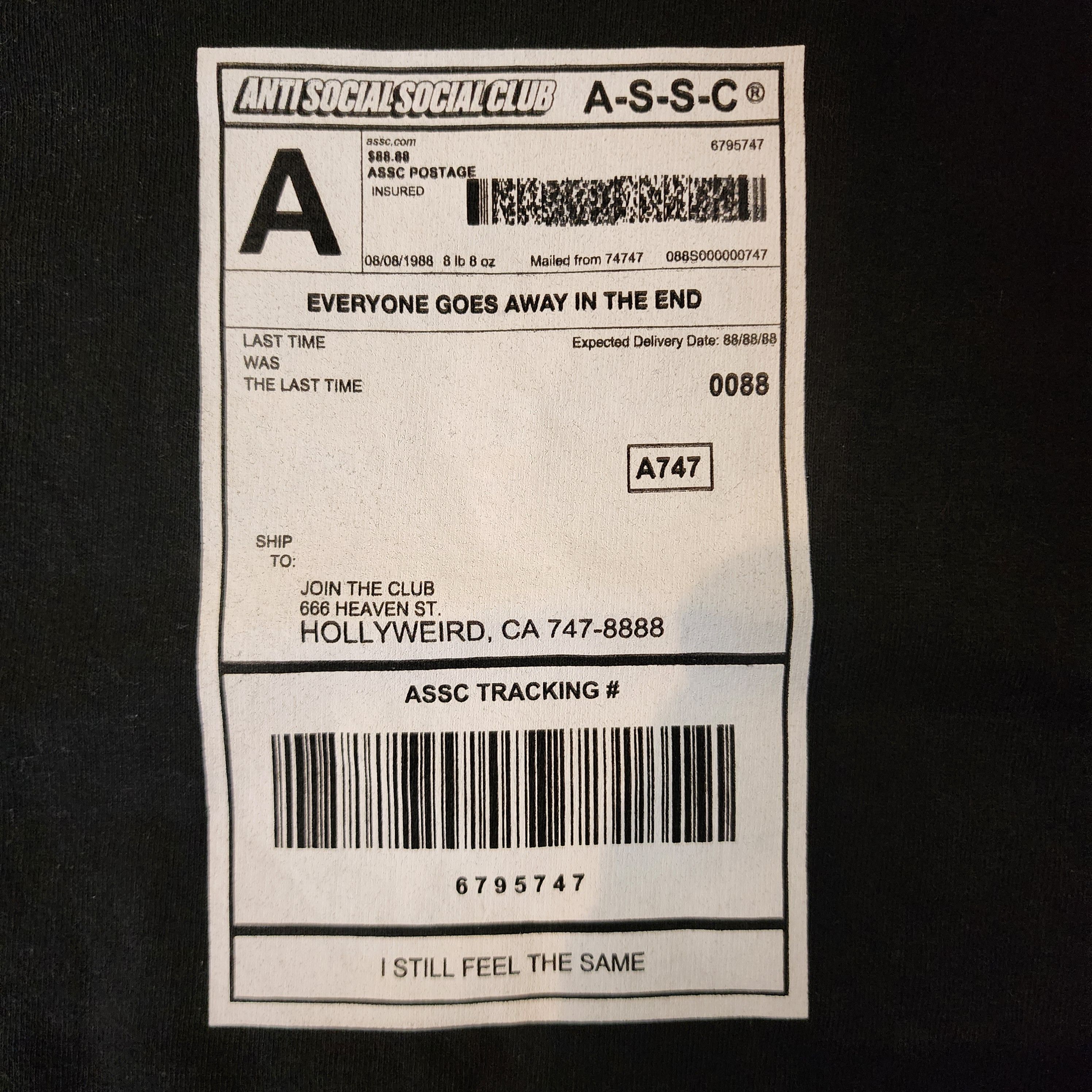 Anti Social Social Club Assc shipping label tee Size US L / EU 52-54 / 3 - 6 Thumbnail