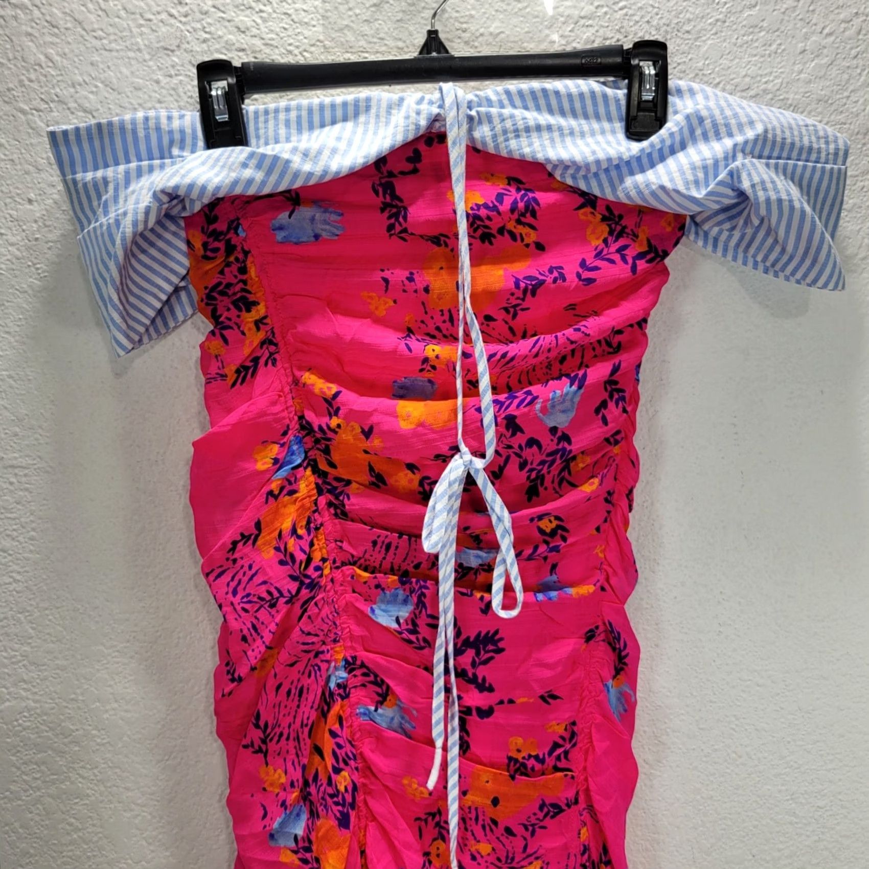 Tanya Taylor Tanya Taylor Dress Pink Falling Floral Virginia Off Shoulder Ruched Womens Sz 0 Size XS / US 0-2 / IT 36-38 - 4 Thumbnail