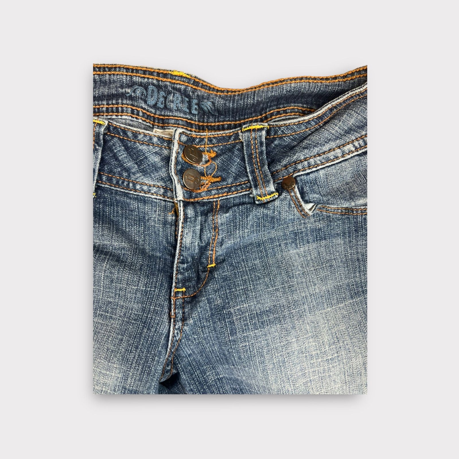 Decree Decree | Double Button Low Rise Cotton Blend Jeans | 7 Size 28" / US 6 / IT 42 - 3 Thumbnail