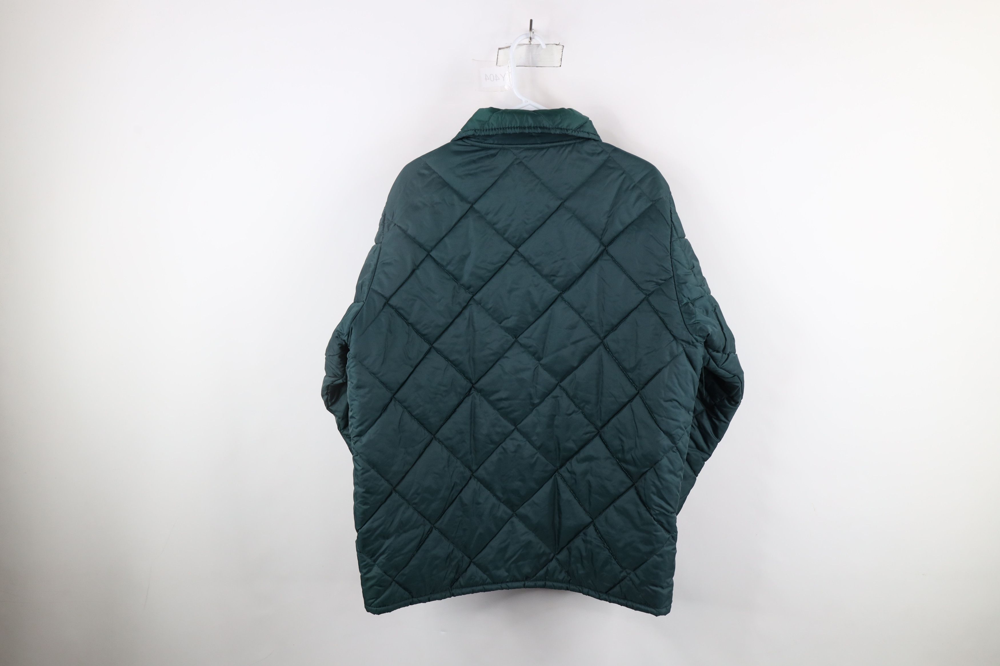 Vintage Vintage 90s Streetwear Blank Quilted Full Zip Jacket Green Size US L / EU 52-54 / 3 - 12 Thumbnail