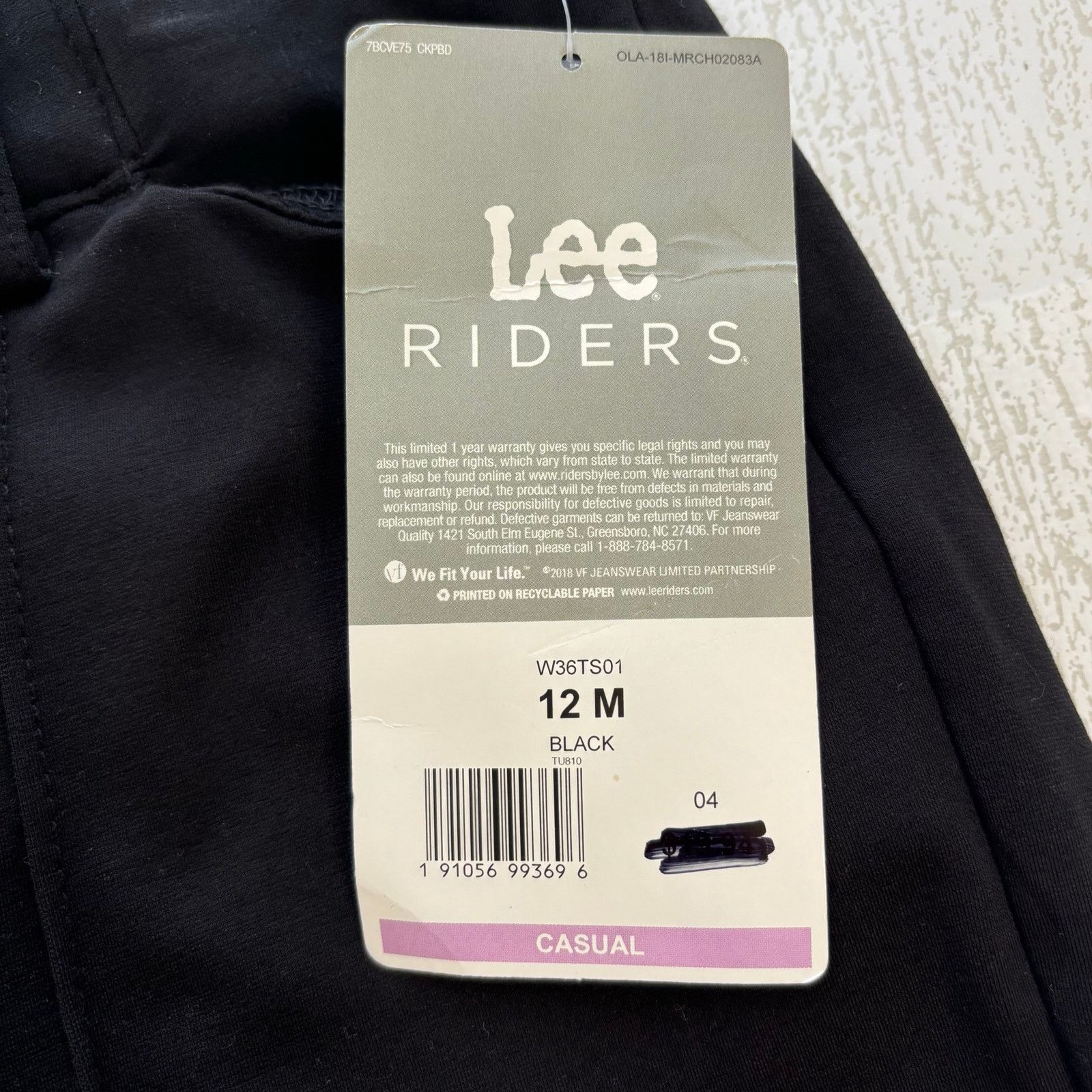 Other Lee Riders Black Slim Fit Knit Ankle Pants Size 12 NWT Size 34" / US 12 / IT 48 - 6 Thumbnail