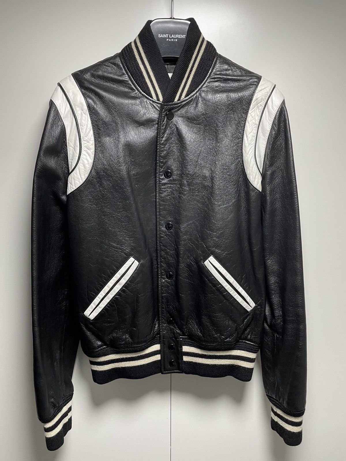 Saint Laurent Paris Saint Laurent leather Bk & Wht teddy Size US S / EU 44-46 / 1 - 1 Thumbnail