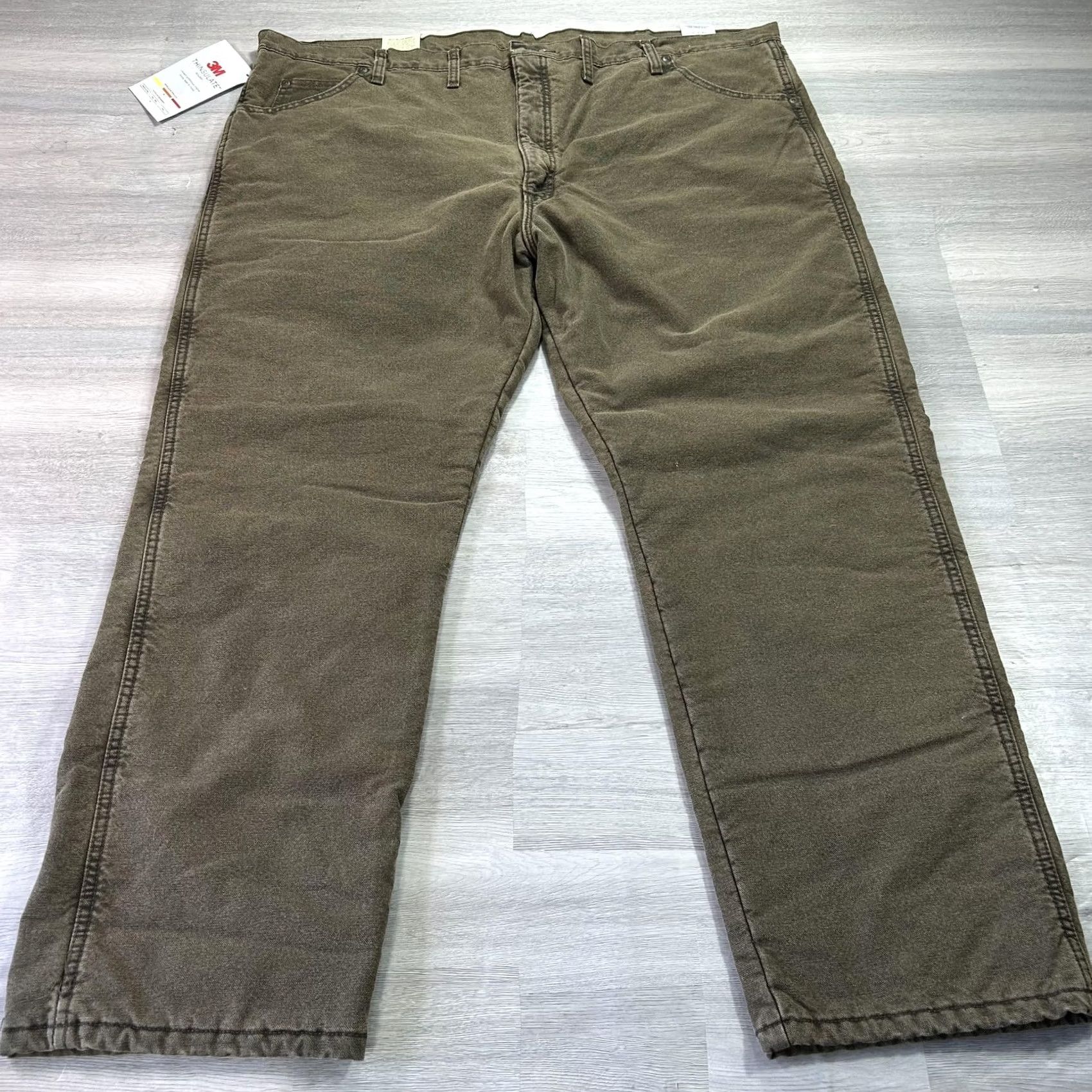 Wrangler WRANGLER Rugged Wear Thermal Lined Relaxed Jeans Mens 48x30 Brown Denim Big & Tall Straight Winter Size US 32 / EU 48 - 2 Thumbnail