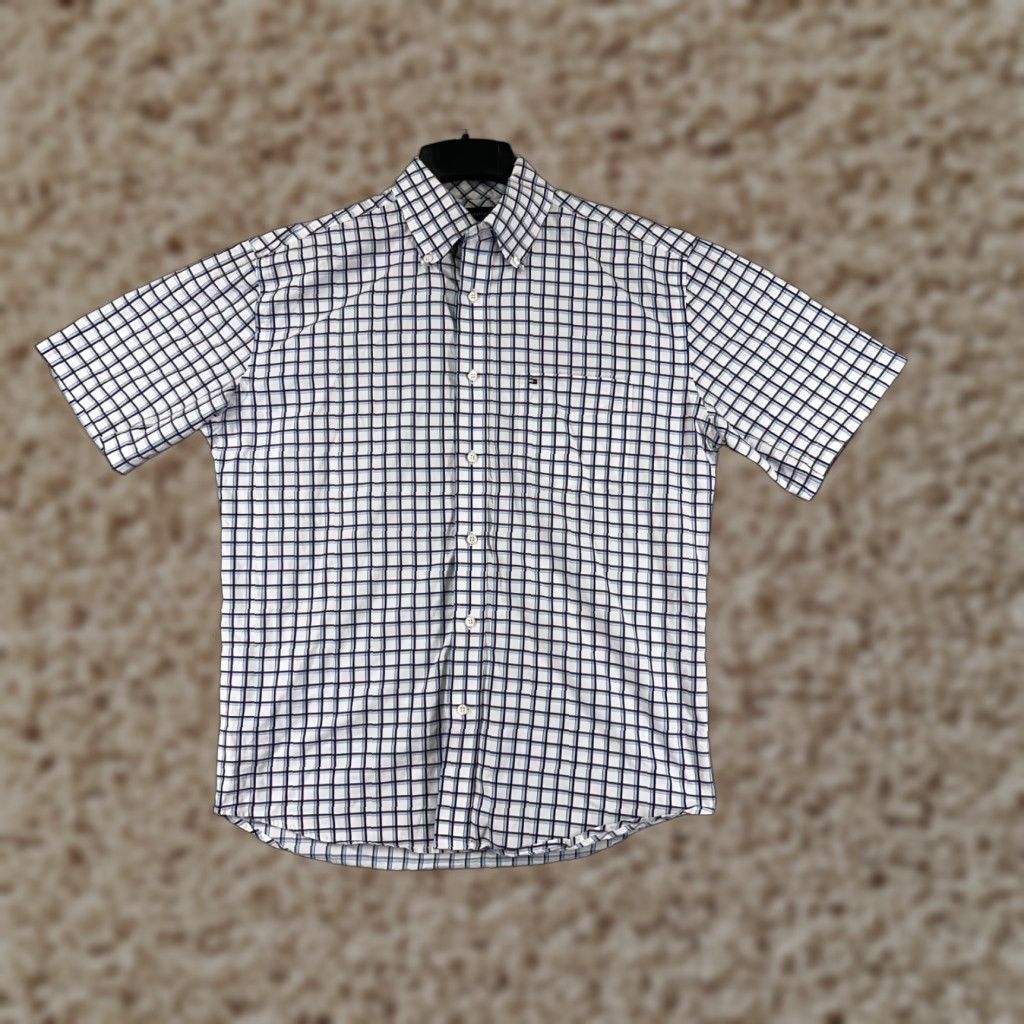 Tommy Hilfiger Tommy Hilfiger Shirt Men M Blue White Plaid Button Up Cotton Pocket Logo Size US M / EU 48-50 / 2 - 1 Thumbnail