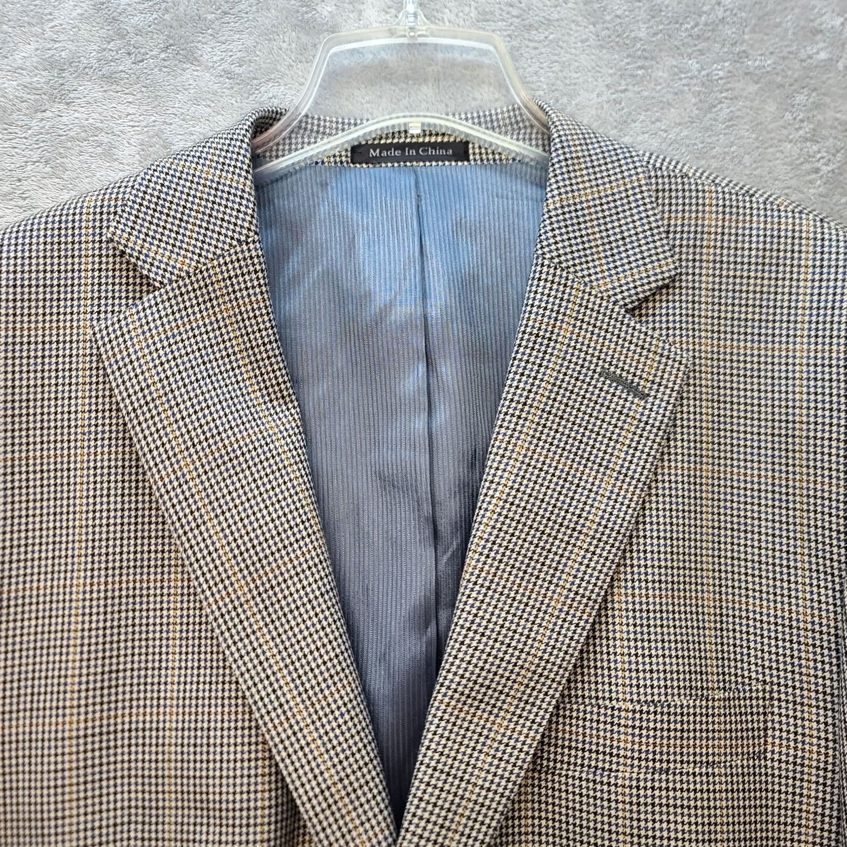 Pendleton Pendleton Blazer Mens 46R Wool Tweed Houndstooth 2 Button Single-Breasted Notch Lapel Multicolor Wool Blazer Mens Size 46R - 5 Thumbnail