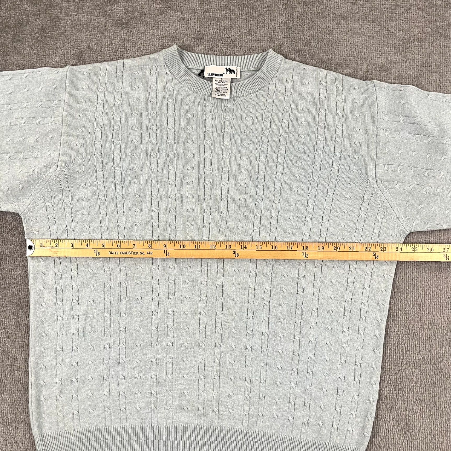Vintage I LEVRIERI Sweater Mens Large Blue Cashmere Silk Blend Crew Jumper Made in Italy Size US L / EU 52-54 / 3 - 4 Thumbnail