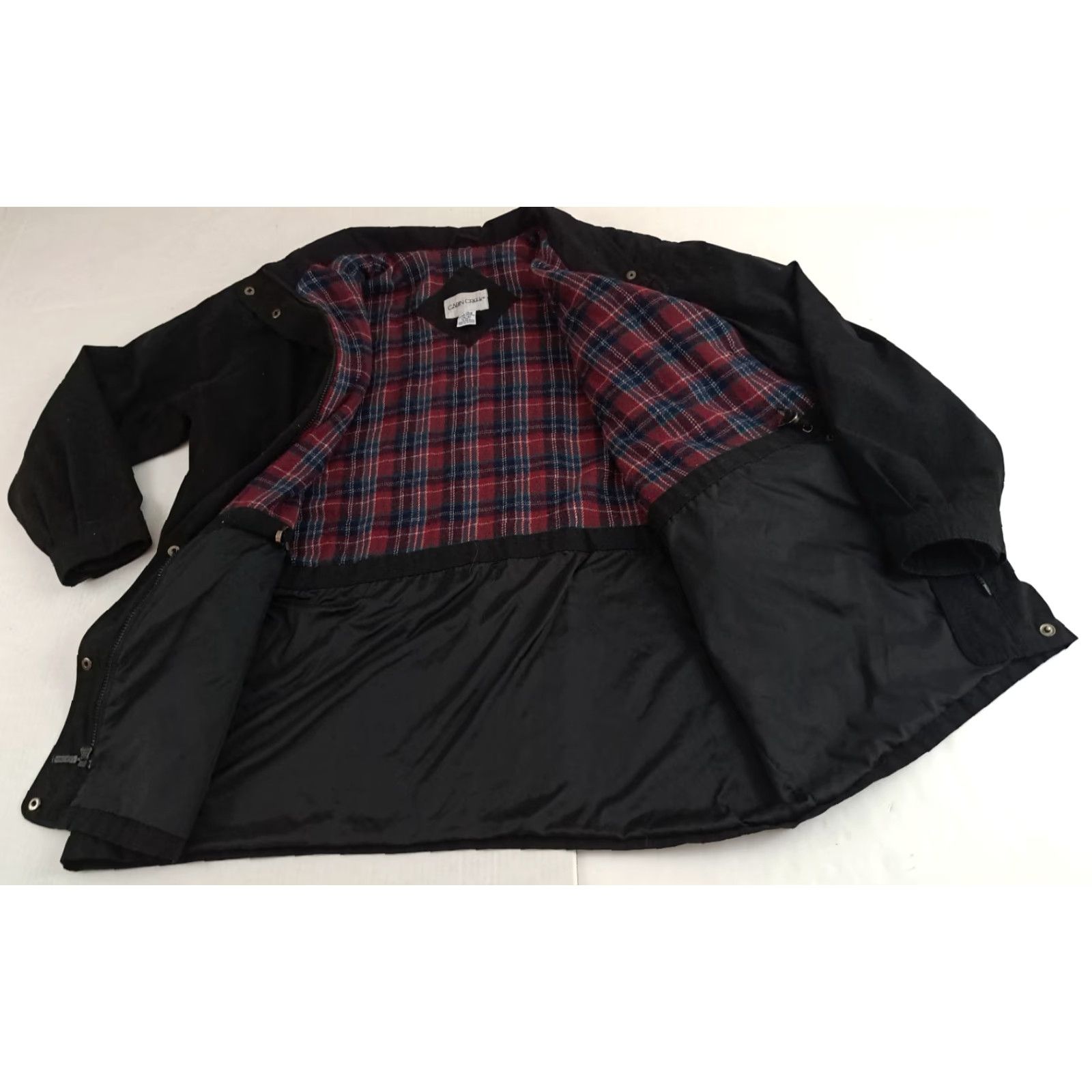 Vintage VINTAGE Cabin Creek Unisex Adults Jacket Full Zip Lined Black Canvas Cotton Button Snap 34in 26in pit to pit XL Winter Fall Spring Outdoor Barn Jacket Size US XL / EU 56 / 4 - 4 Thumbnail