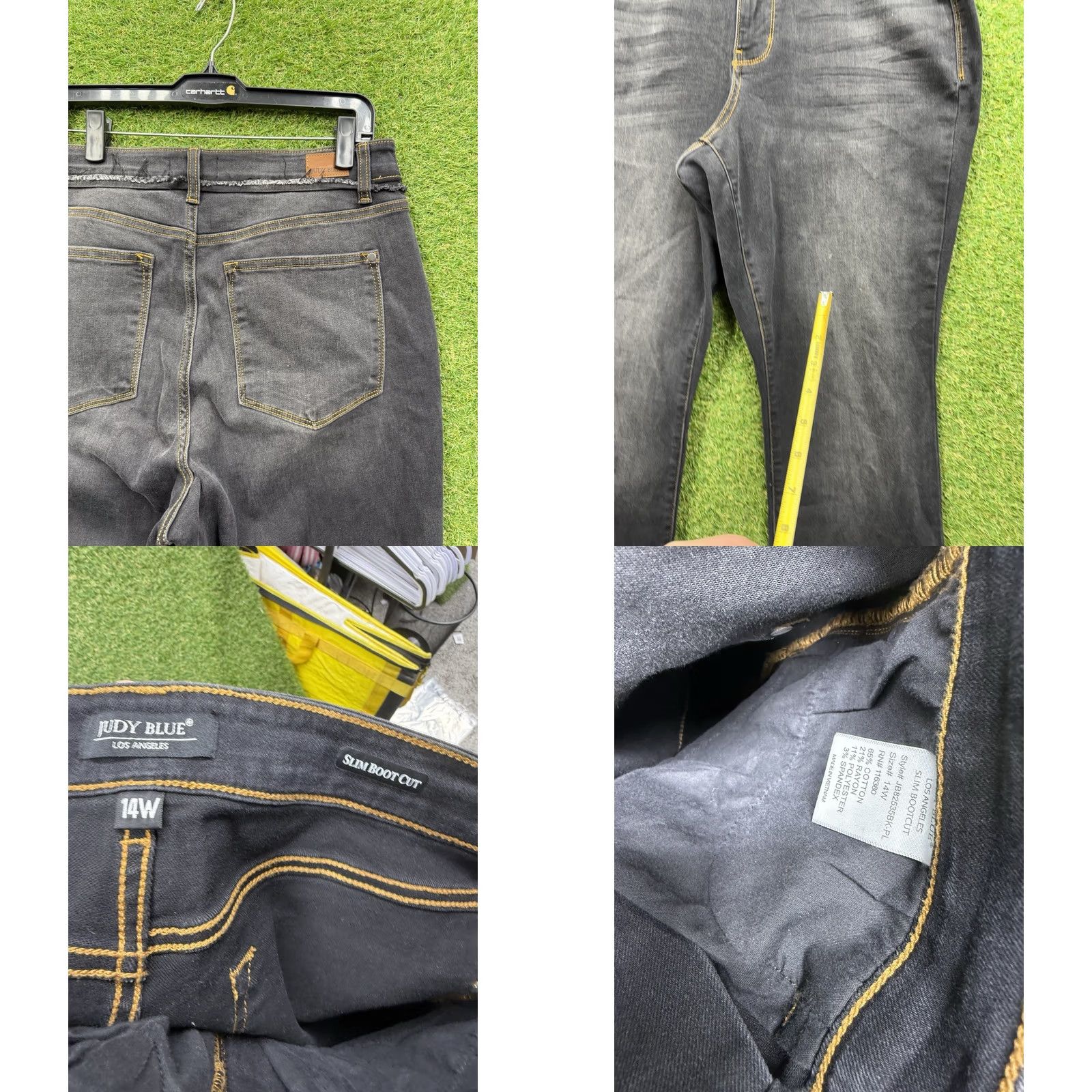 Denime Judy Blue Jeans Womens 14W Slim Bootcut Black Denim Stretch JB82535BK-PL Jeans Size 36" / US 14 / IT 50 - 8 Thumbnail