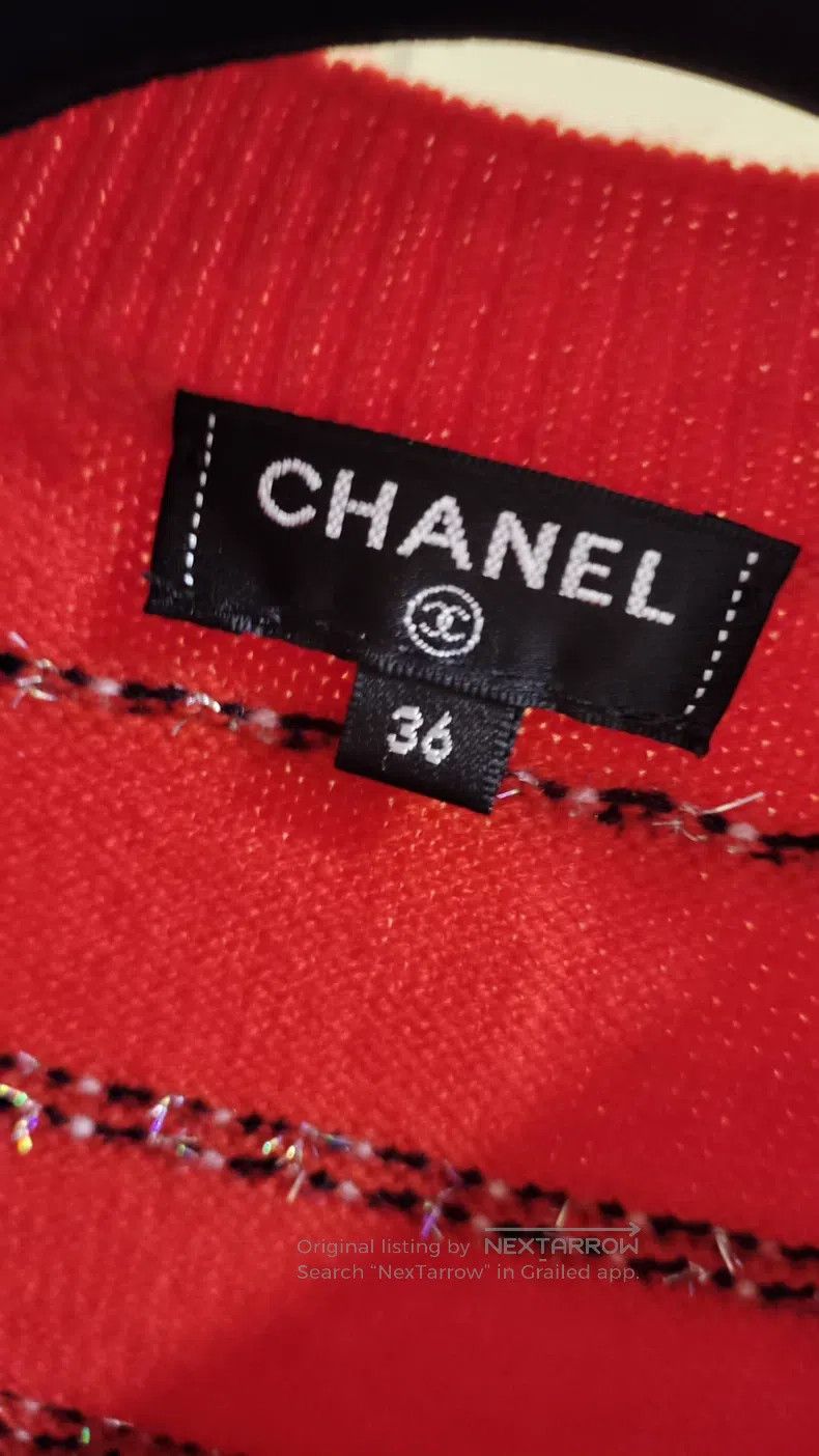 Chanel Chanel Red striped cashmere knit sweater Size XS / US 0-2 / IT 36-38 - 6 Thumbnail