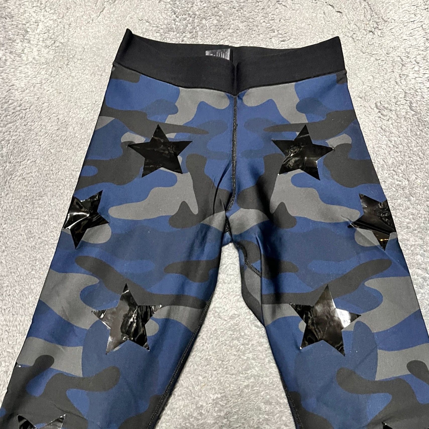 Vintage ULTRACOR Leggings Pants Womens Medium Blue Black Stars Size 32" / US 10 / IT 46 - 2 Thumbnail