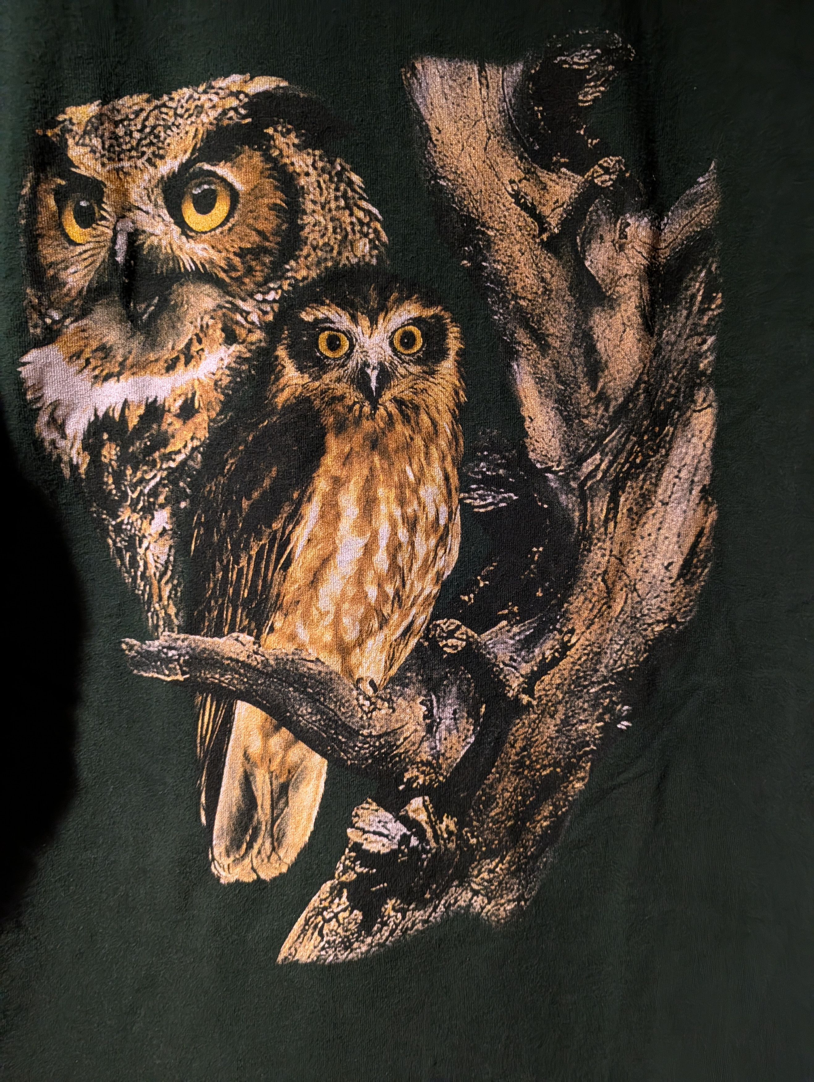 Arts & Science Vintage 90s Owl Animal Nature Wildlife Green X-Large T-Shirt Size US XL / EU 56 / 4 - 2 Thumbnail