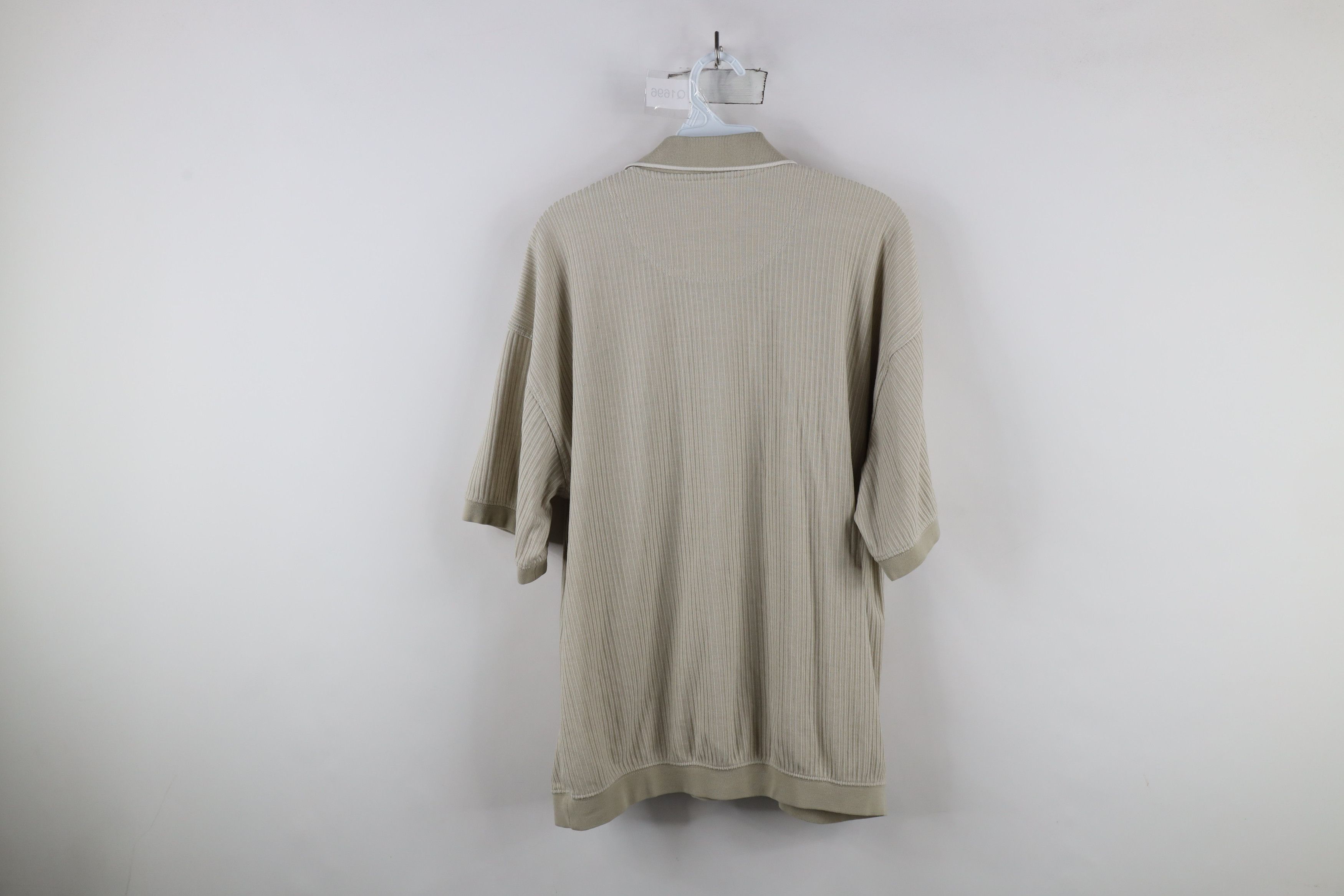 Vintage Vintage 90s Streetwear Ribbed Knit Pullover Polo Shirt Beige Size US L / EU 52-54 / 3 - 7 Thumbnail