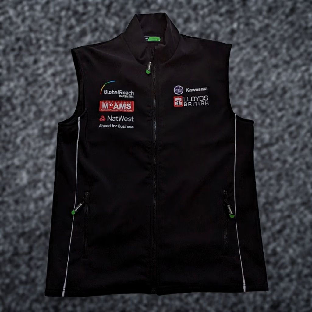 Vintage Kawasaki Vest Gilet Black Size L/XL Men Regular Polyester Outer Shell Brand Shirt? Size US L / EU 52-54 / 3 - 1 Thumbnail